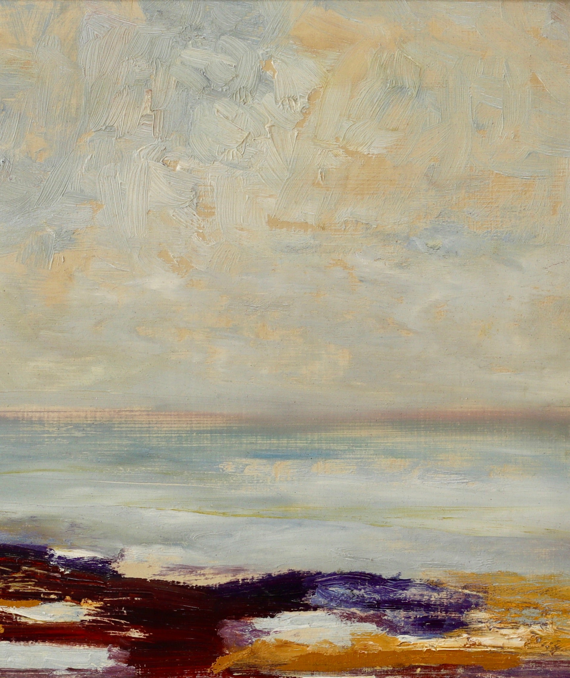 Mid Century Oil Painting Vintage Art Room Seascape by Gösta Stawåsen Sweden