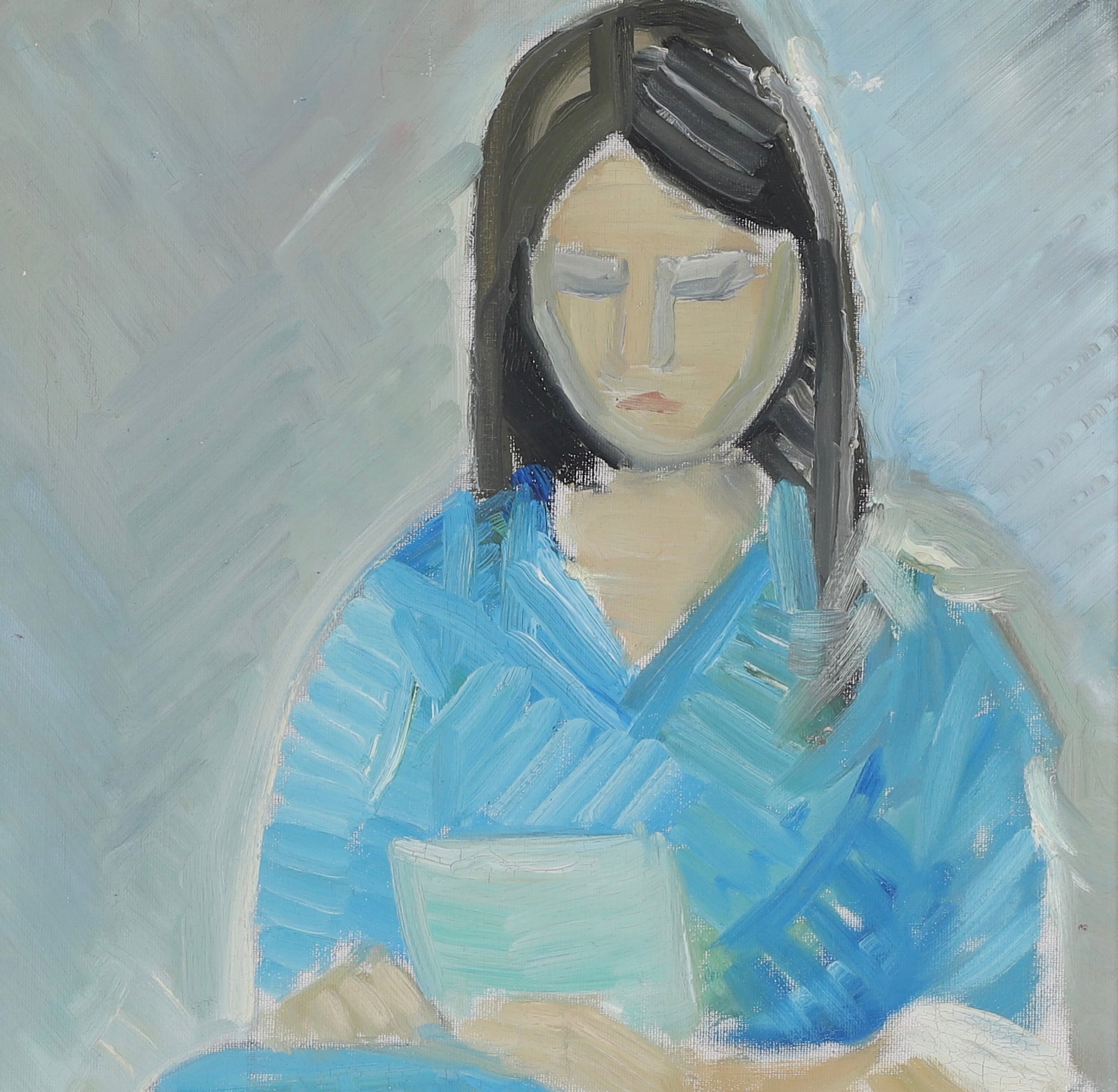 Mid Century Original Portrait Oil Painting From Sweden by O Gullberg