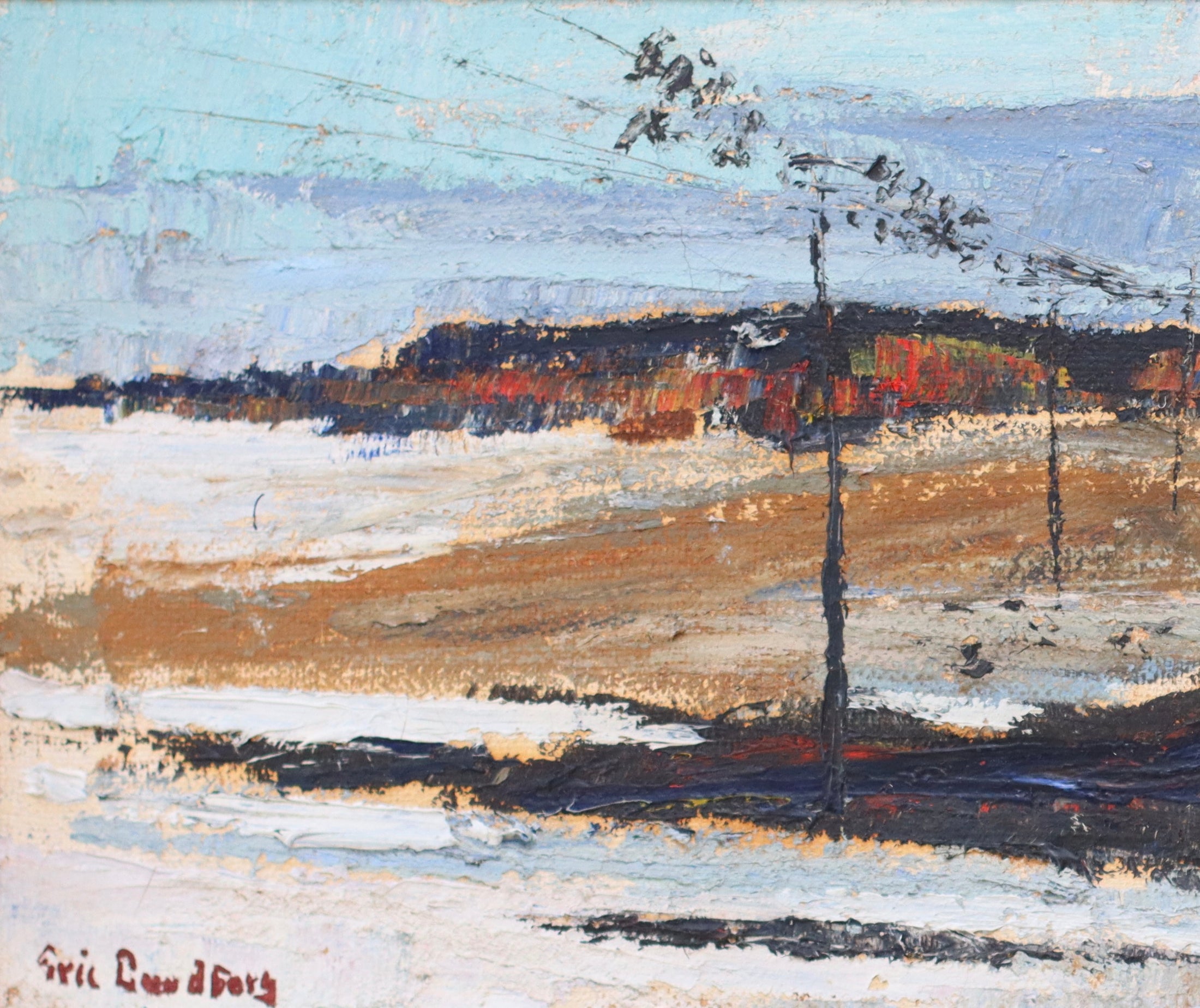 Mid Century Vintage Landscape Oil Painting By Eric Lundberg From Sweden