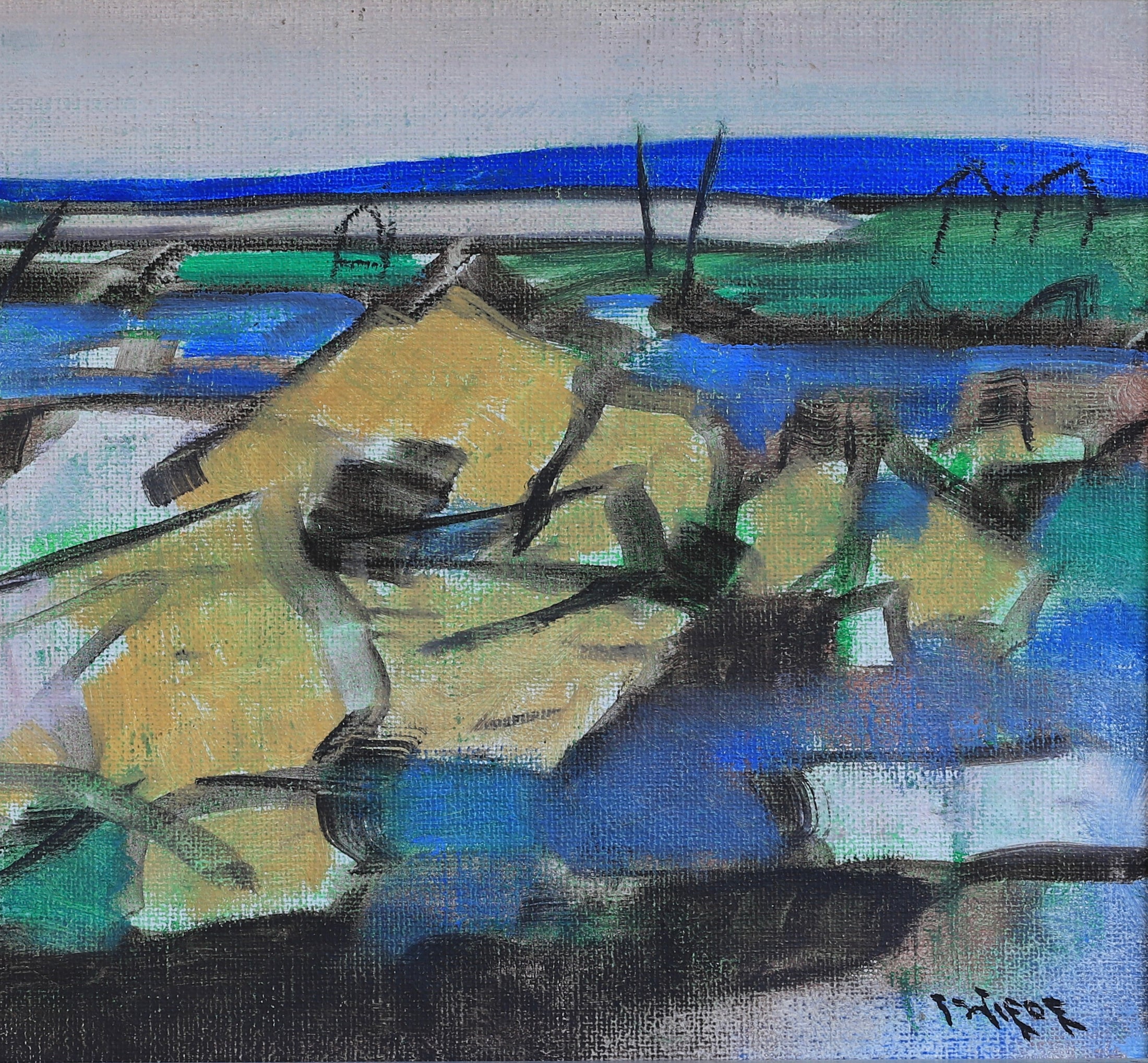 Vintage Mid Century Landscape Oil Painting By Ingvar Wiede Sweden