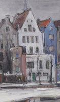 Load image into Gallery viewer, Mid Century Original Cityscape Oil Painting From Sweden