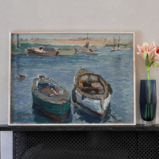 Vintage Mid Century Oil Painting From Sweden by Gideon Isaksson