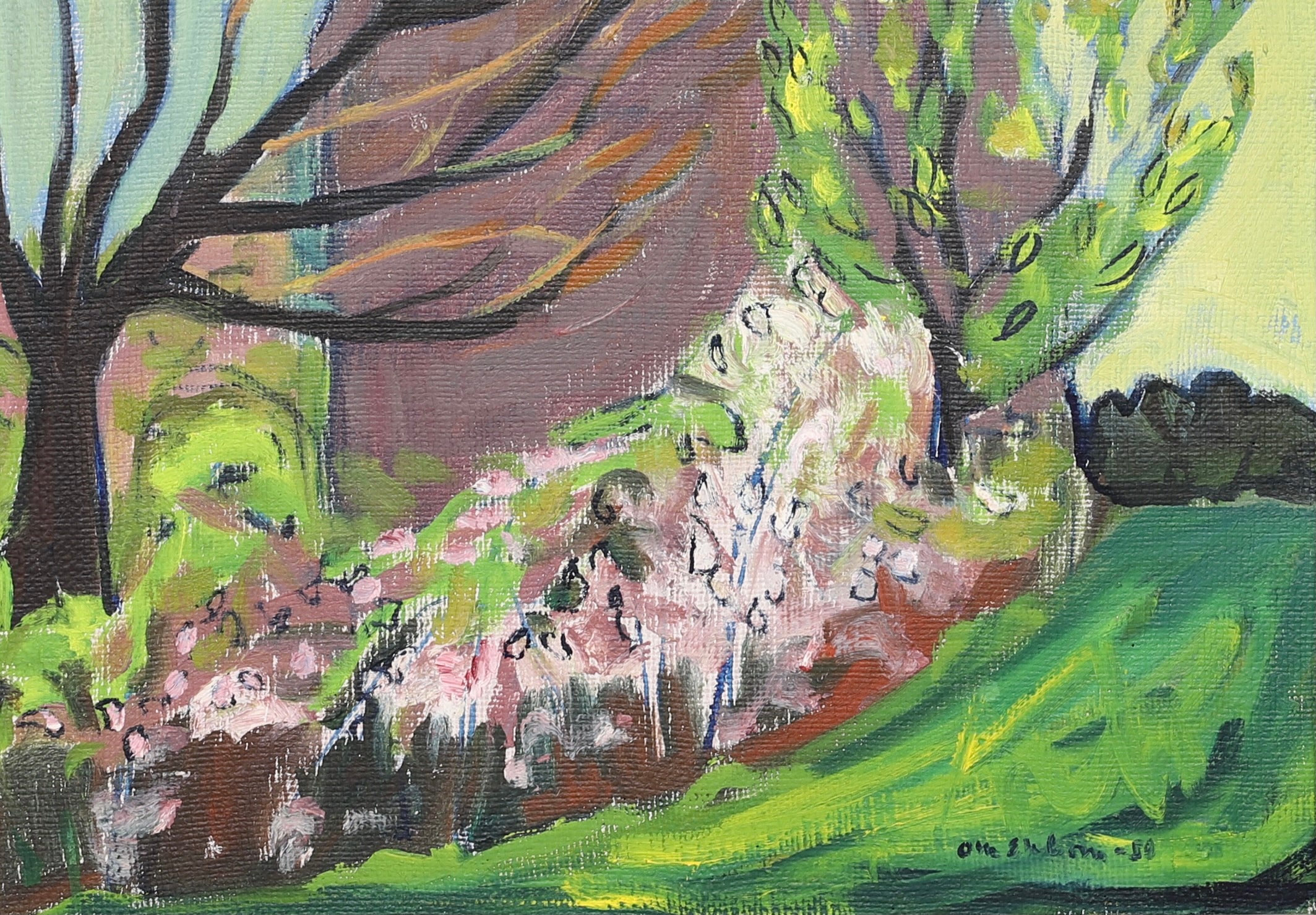 Mid Century Landscape Oil Painting From Sweden by O Ekbom 1950