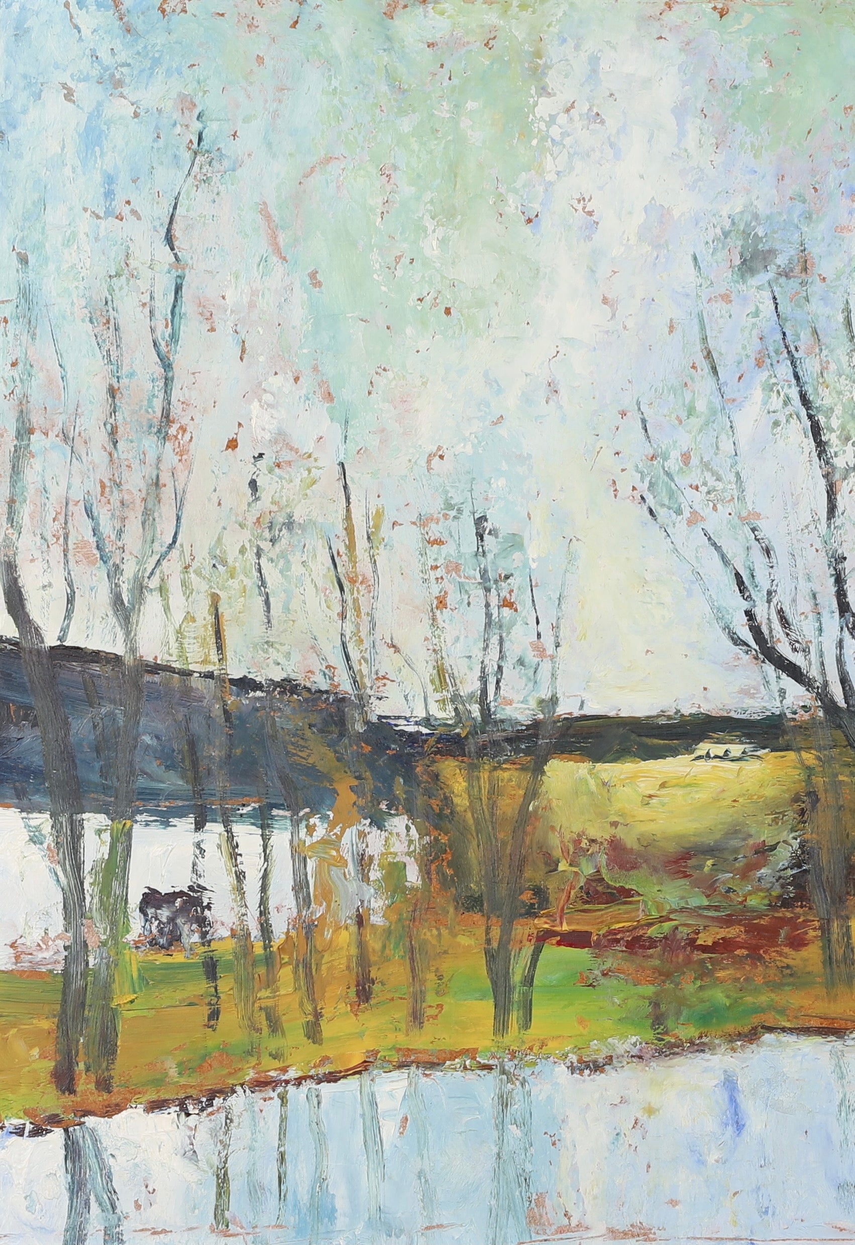 Mid Century Spring Landscape Oil Painting From Sweden 1949