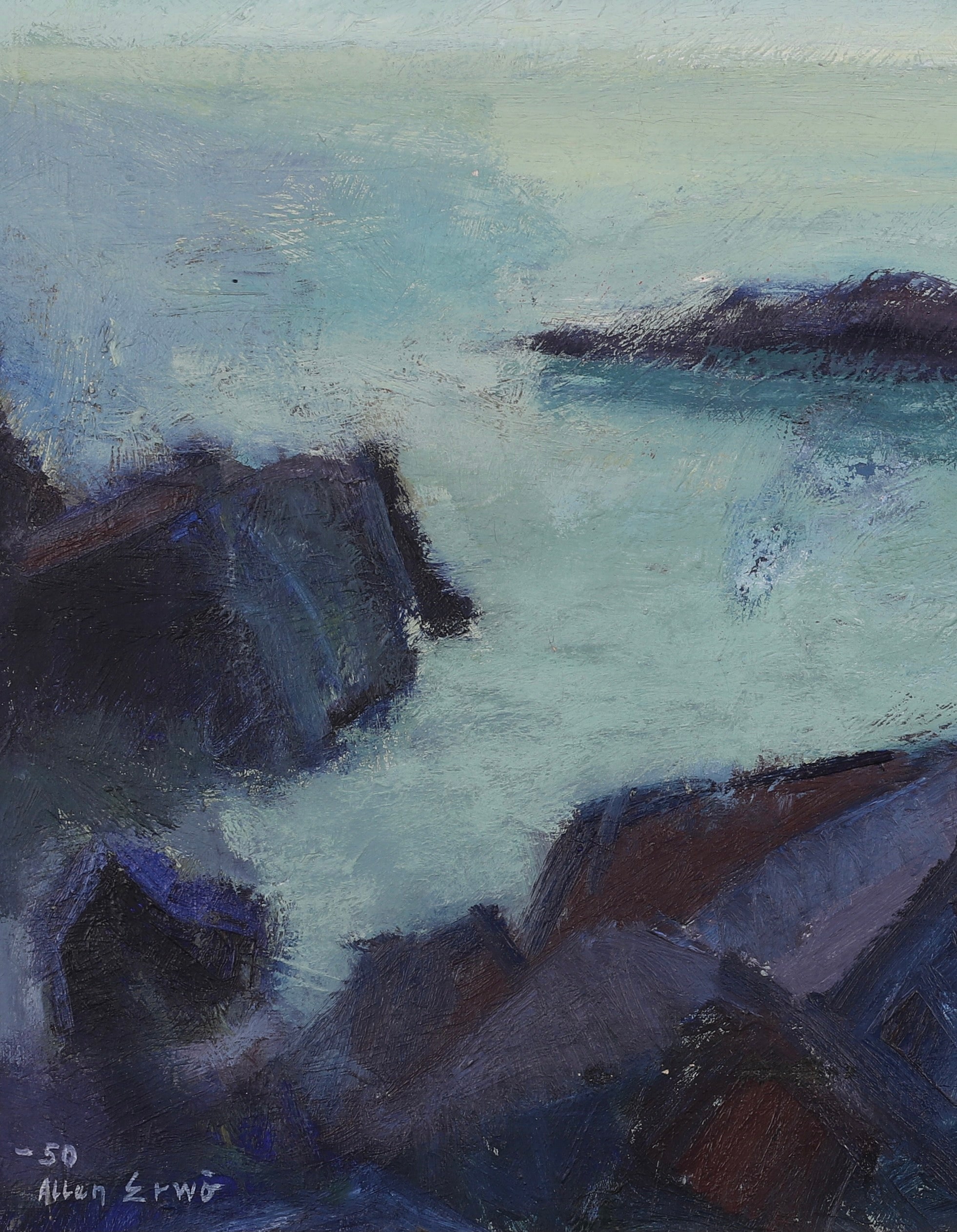 Mid Century Seascape Oil Painting By A Erwö Sweden 1950