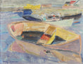 Load image into Gallery viewer, Vintage Mid Century Oil Painting of Fishing Boats By A A Jönsson Sweden