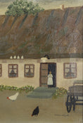 Load image into Gallery viewer, Mid Century Chicken Oil Painting From Sweden 1935