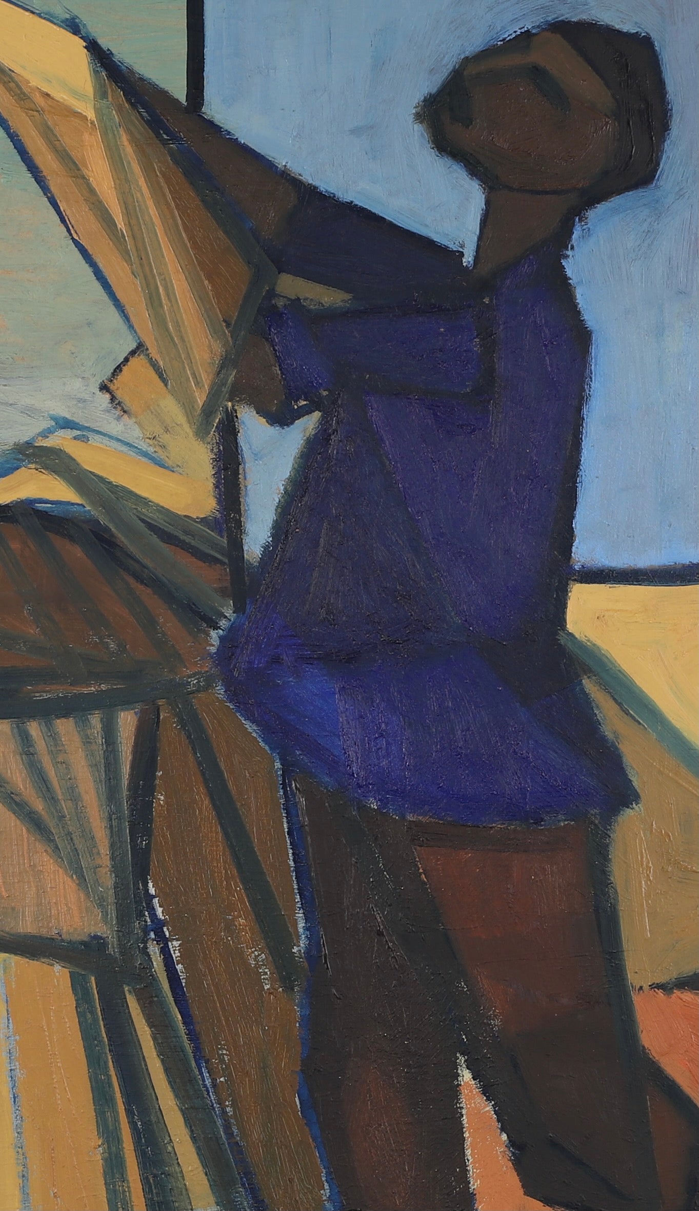 Mid Century Original Figure Oil Painting From Sweden