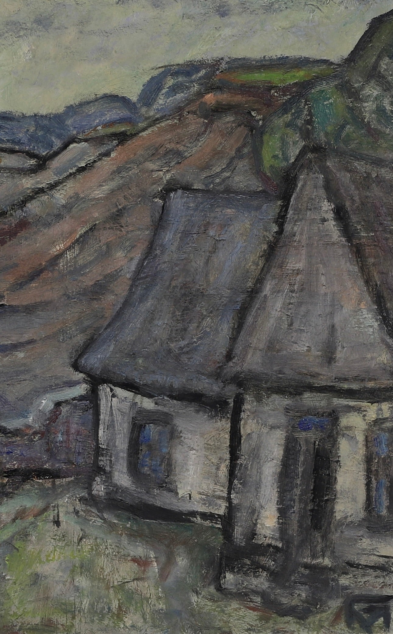 Mid Century Farmhouse Oil Painting From Sweden