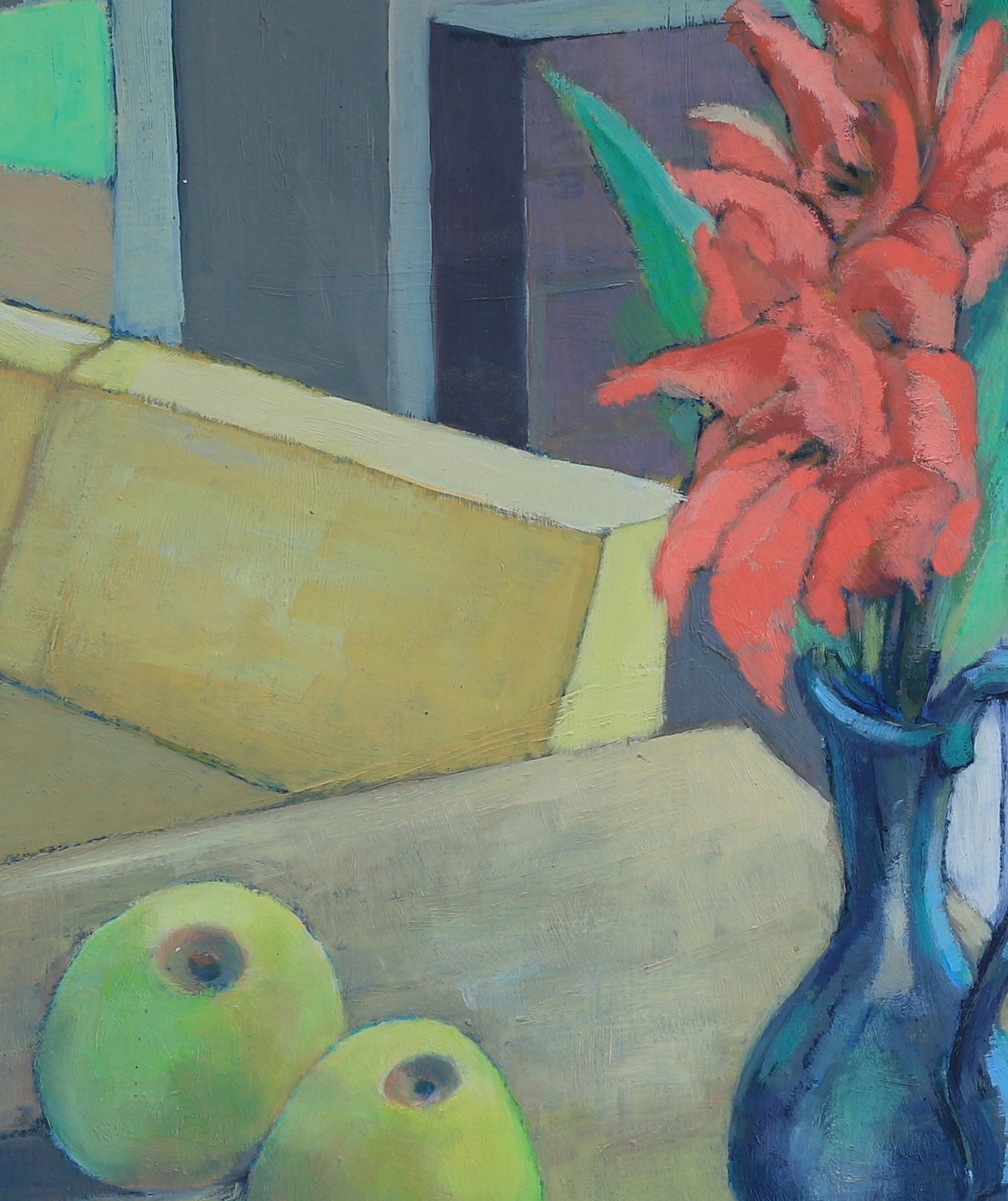 Mid Century Mod Vintage Still Life Oil Painting From Sweden