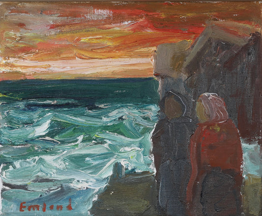 Vintage Mid Century Expressionist Oil Painting Signed Emland from Sweden