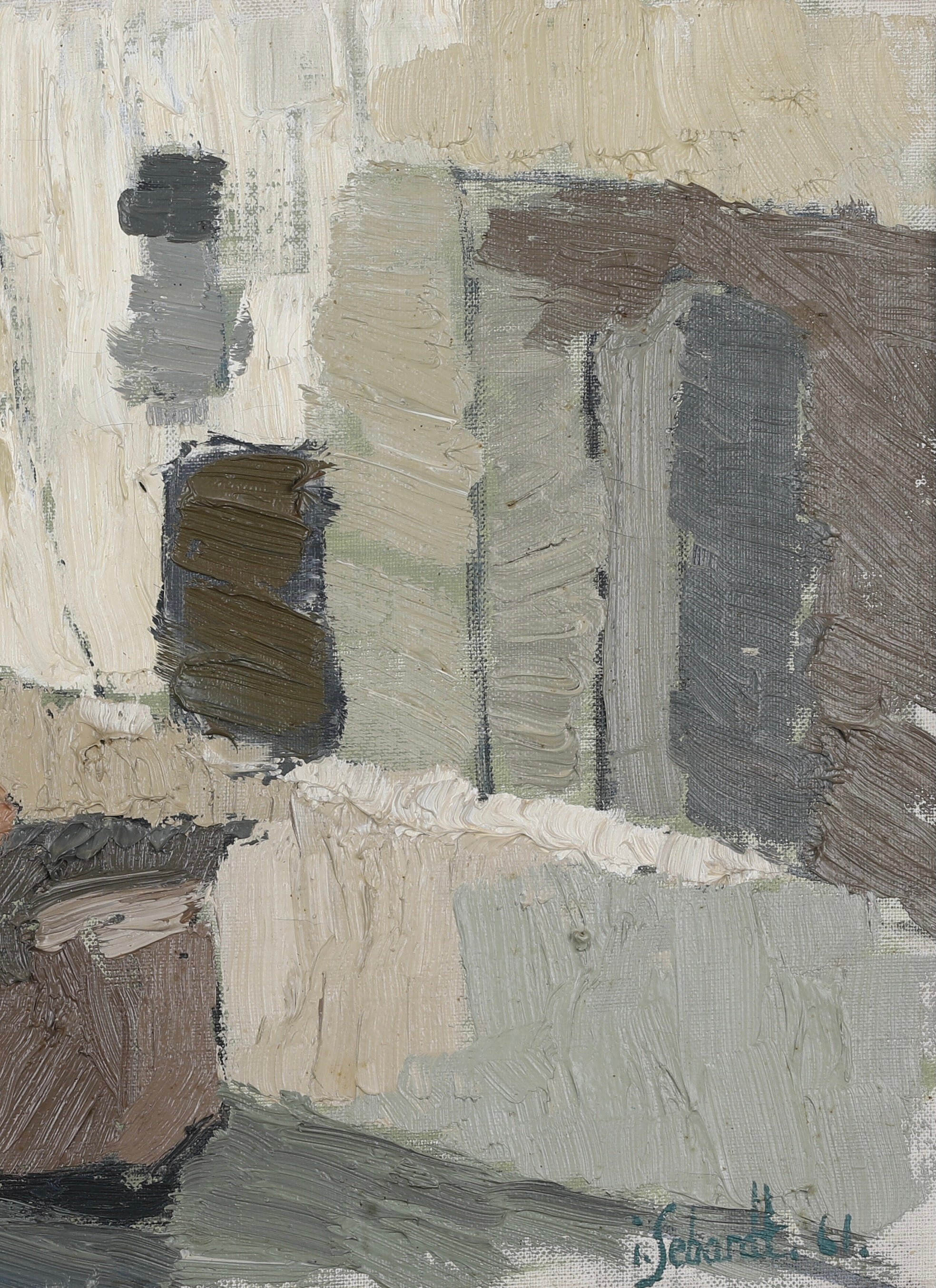 Mid Century Original Figurative Oil Painting From Sweden