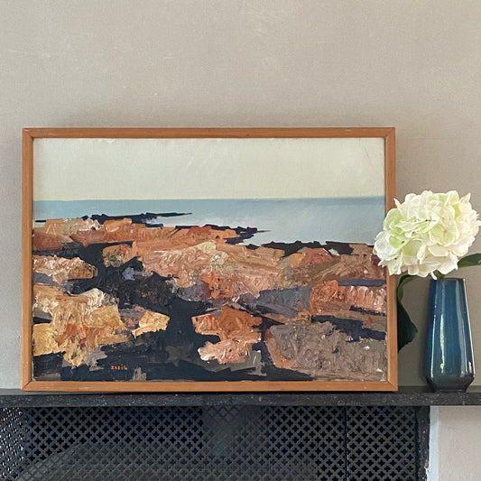 Vintage Seascape Art Oil Painting From Sweden