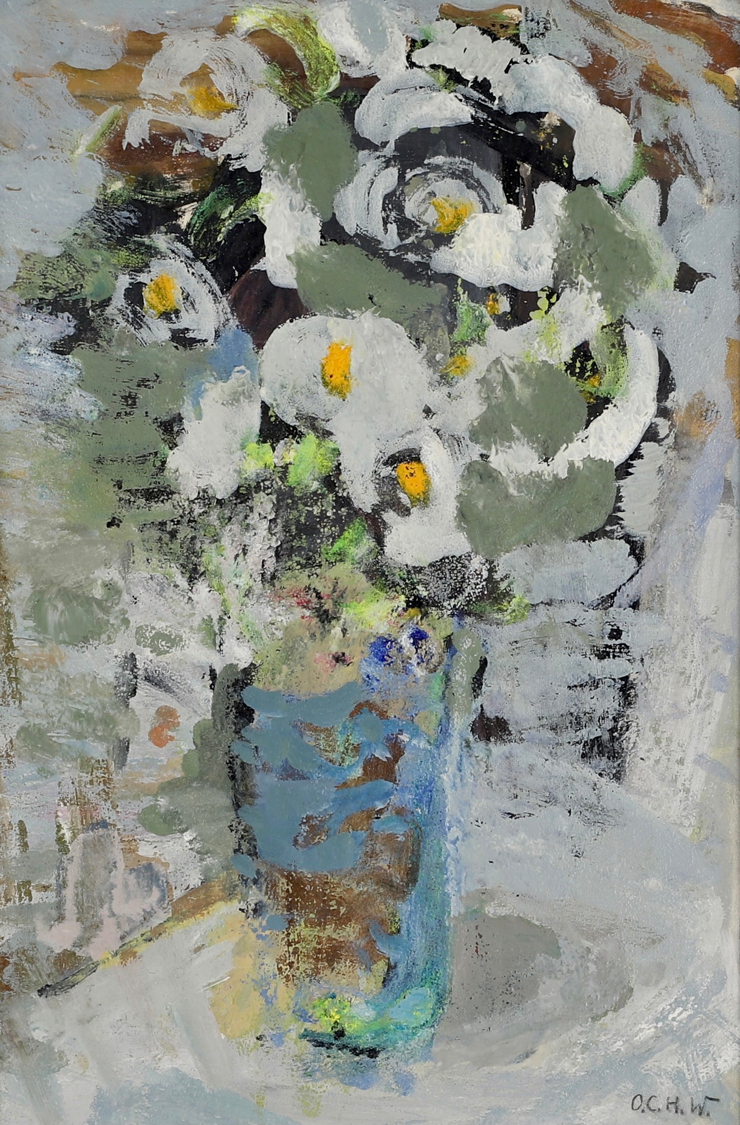 Mid Century Original Still Life Oil Painting From Sweden By O Wickström