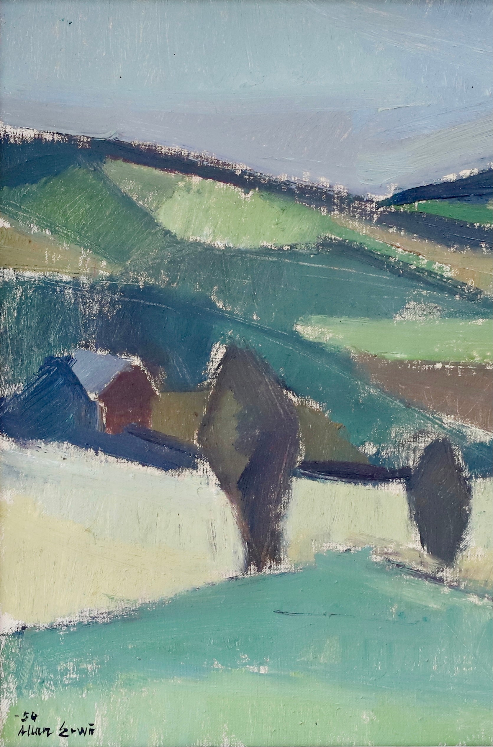 Swedish Mid Century Oil Painting by Allen Erwö 1954