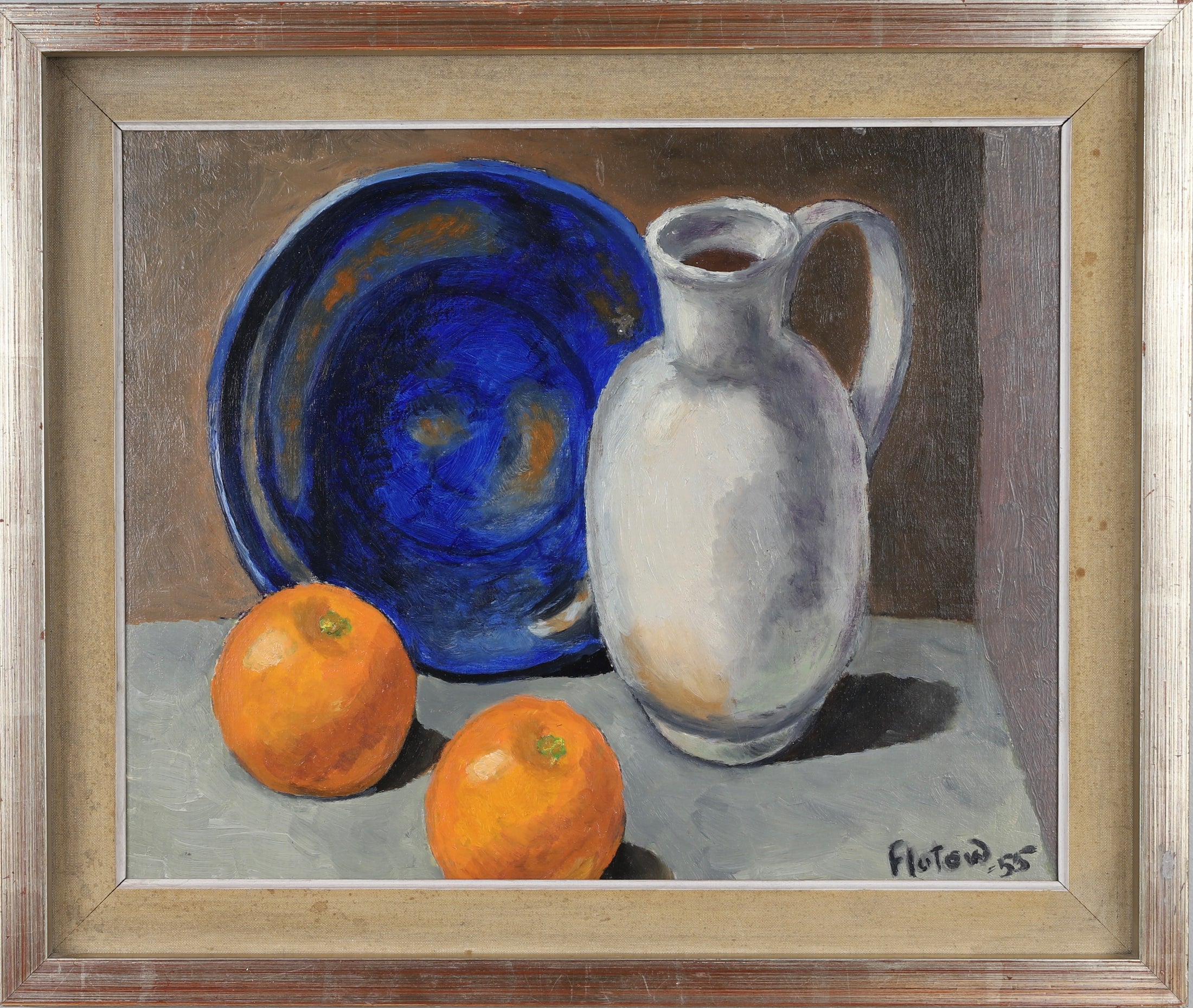 Mid Century Original Still Life Oil Painting From Sweden