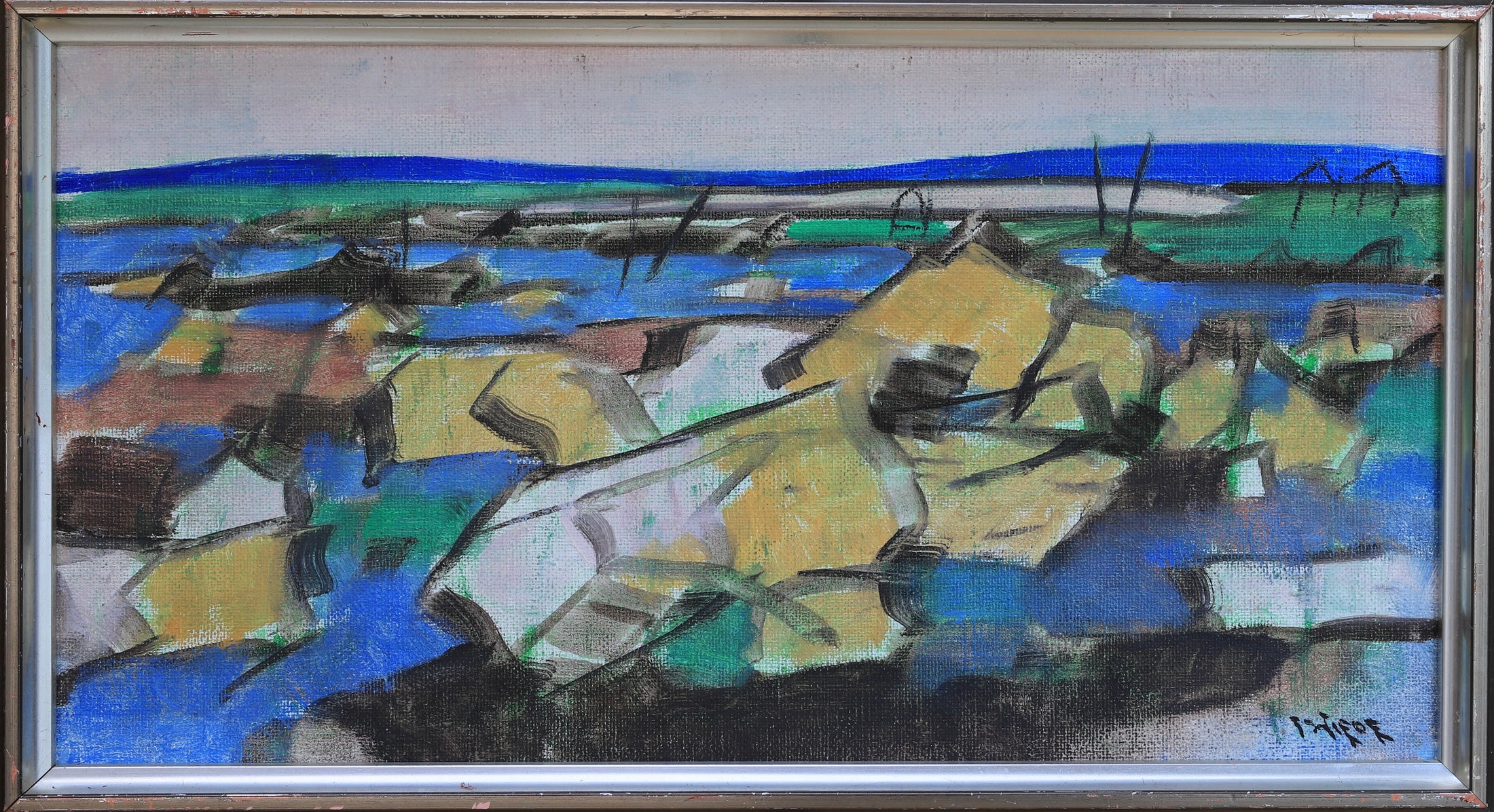 Vintage Mid Century Landscape Oil Painting By Ingvar Wiede Sweden