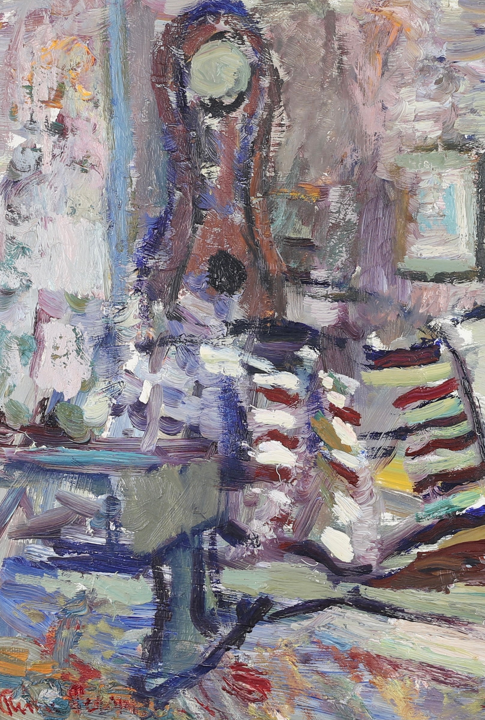 Mid Century Interior Oil Painting By R Persson From Sweden