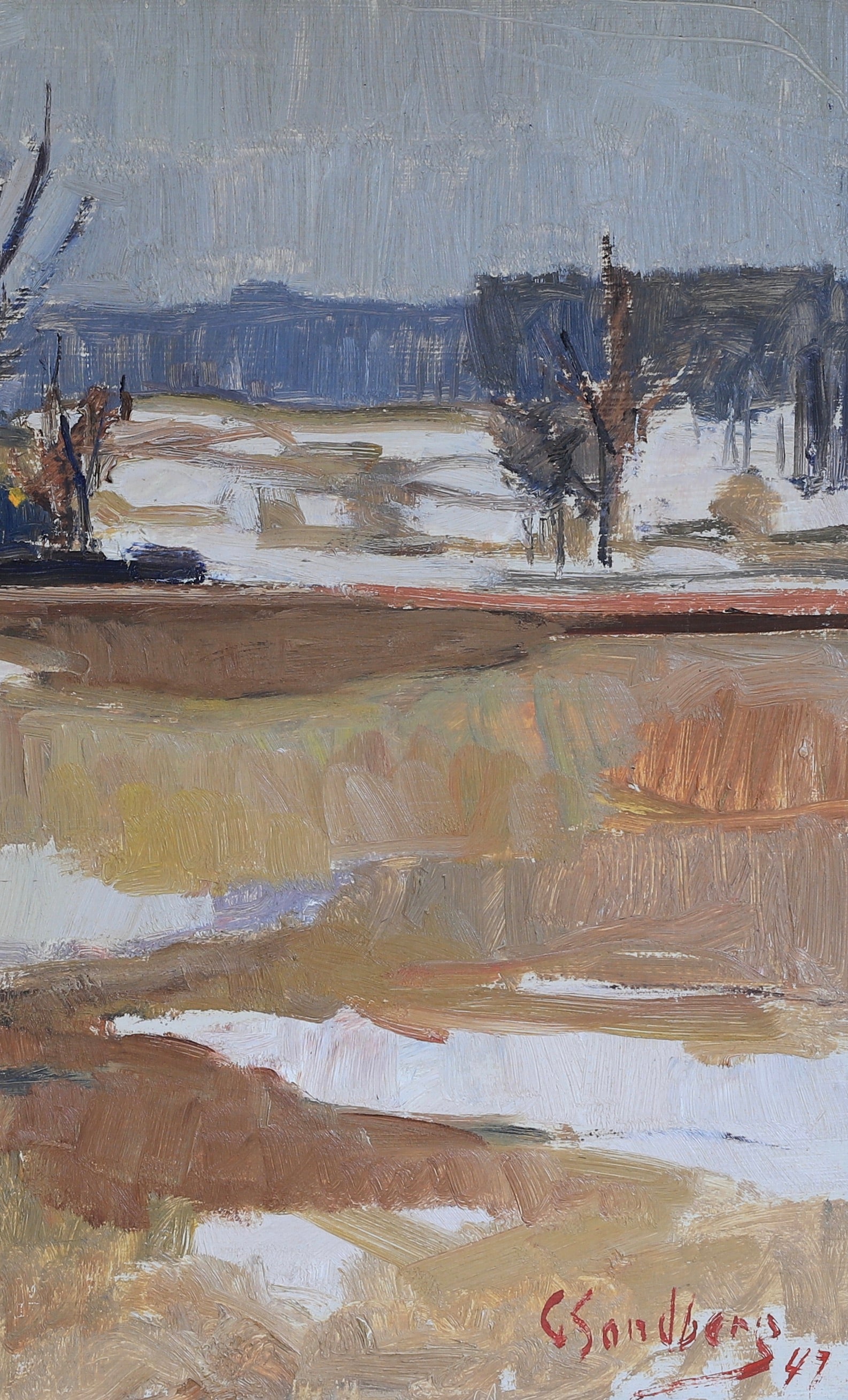 Vintage Landscape Oil Painting From Sweden By Gotthard Sandberg 1947