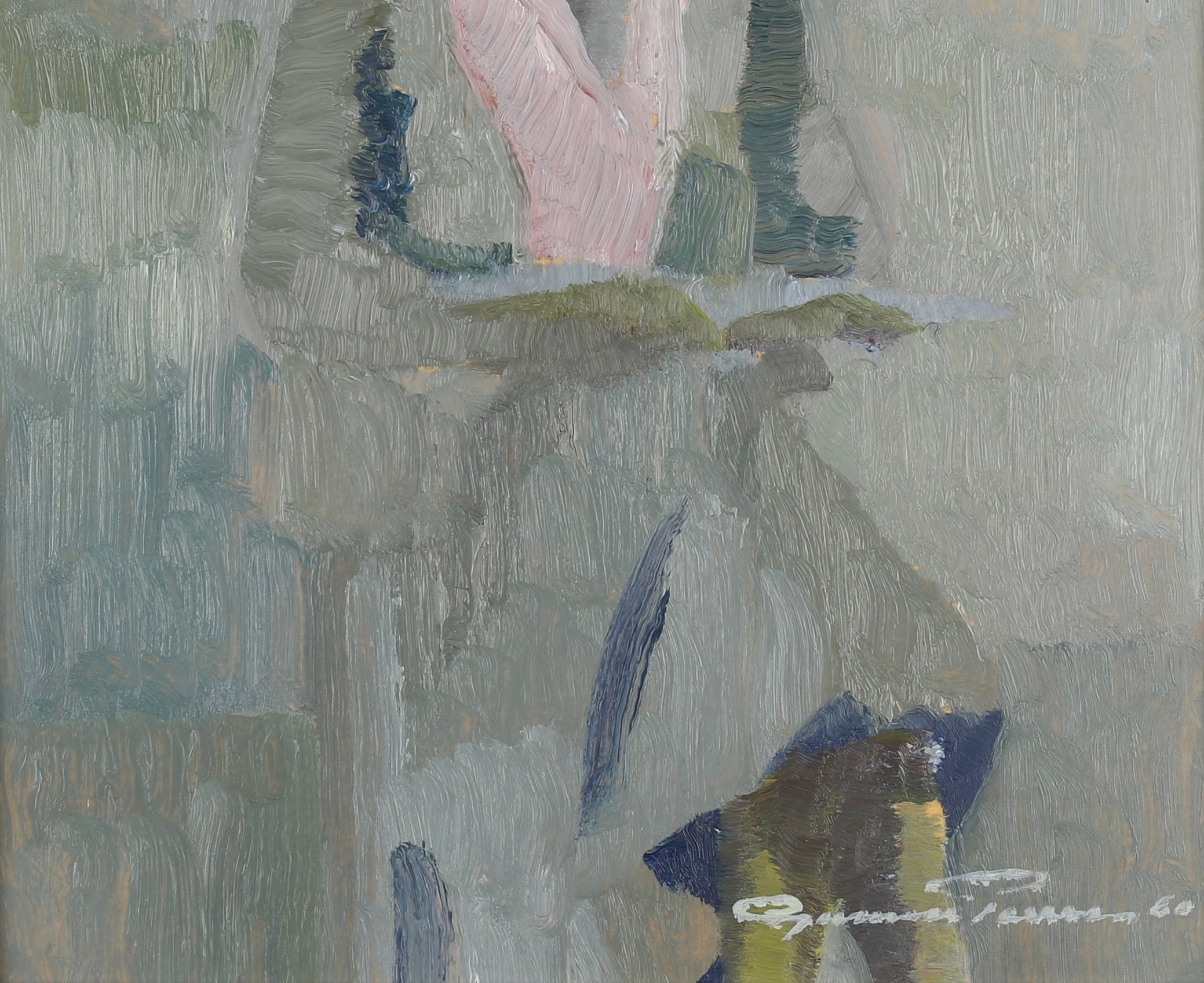 Mid Century Original Figure Oil Painting By G Persson Sweden 1960