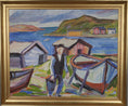 Load image into Gallery viewer, Original Fisherman Oil Painting Vintage Mid Century From Sweden