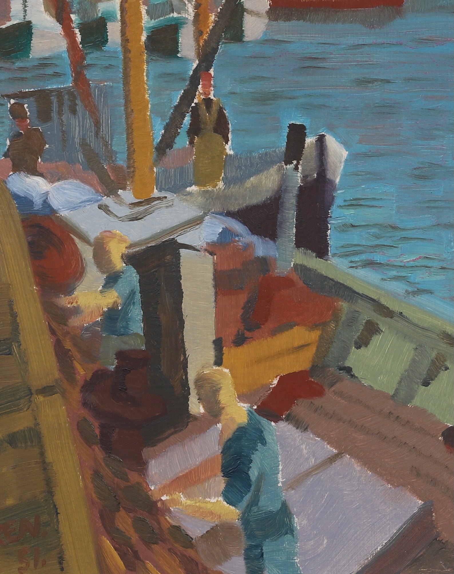 Mid Century Coastal Oil Painting from Sweden From 1951