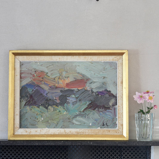 Mid Century Abstract Oil Painting From Sweden
