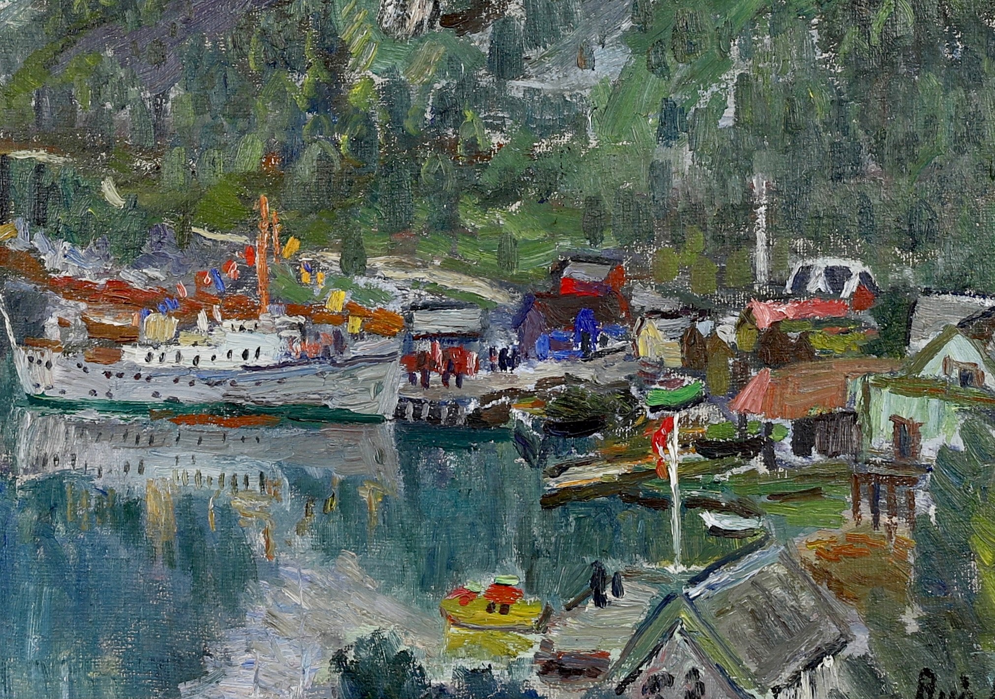 Mid Century Original Oil Painting From Sweden by R Lindquist