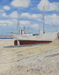 Load image into Gallery viewer, Mid Century Original Coastal Oil Painting From Sweden by E Ljungberg 1969