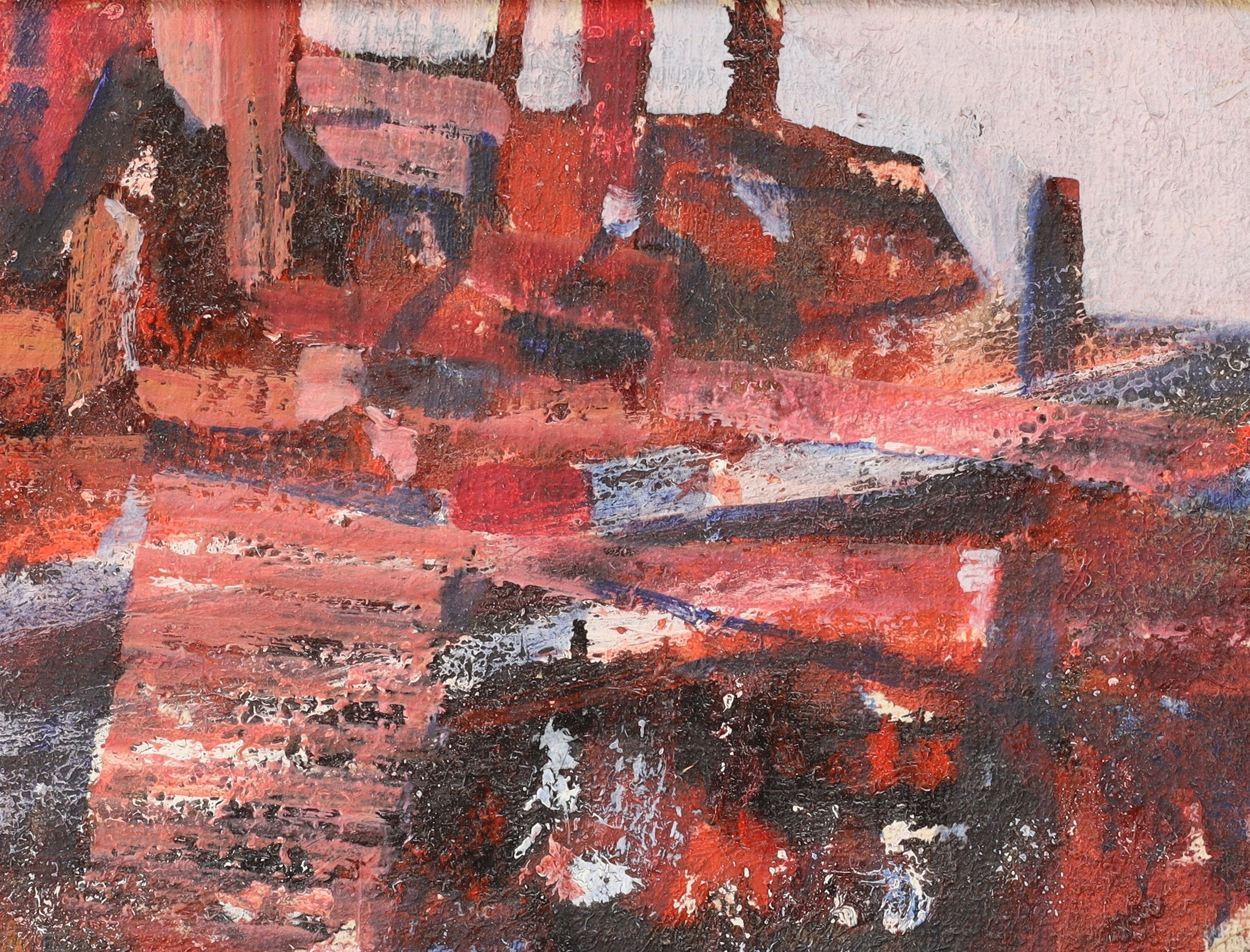 Mid Century Abstract Oil Painting by Hans Fritzdorf Sweden