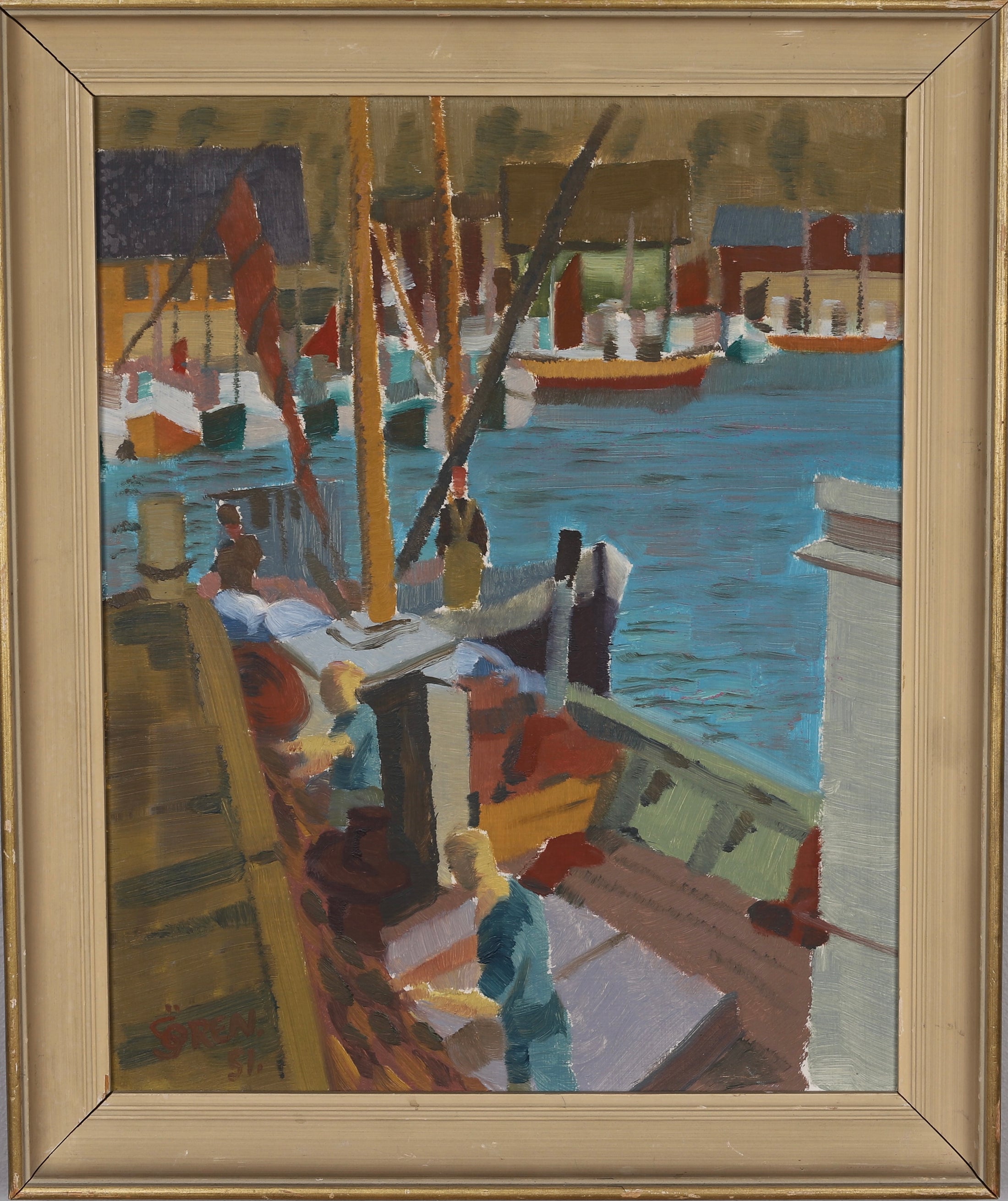 Mid Century Coastal Oil Painting from Sweden From 1951