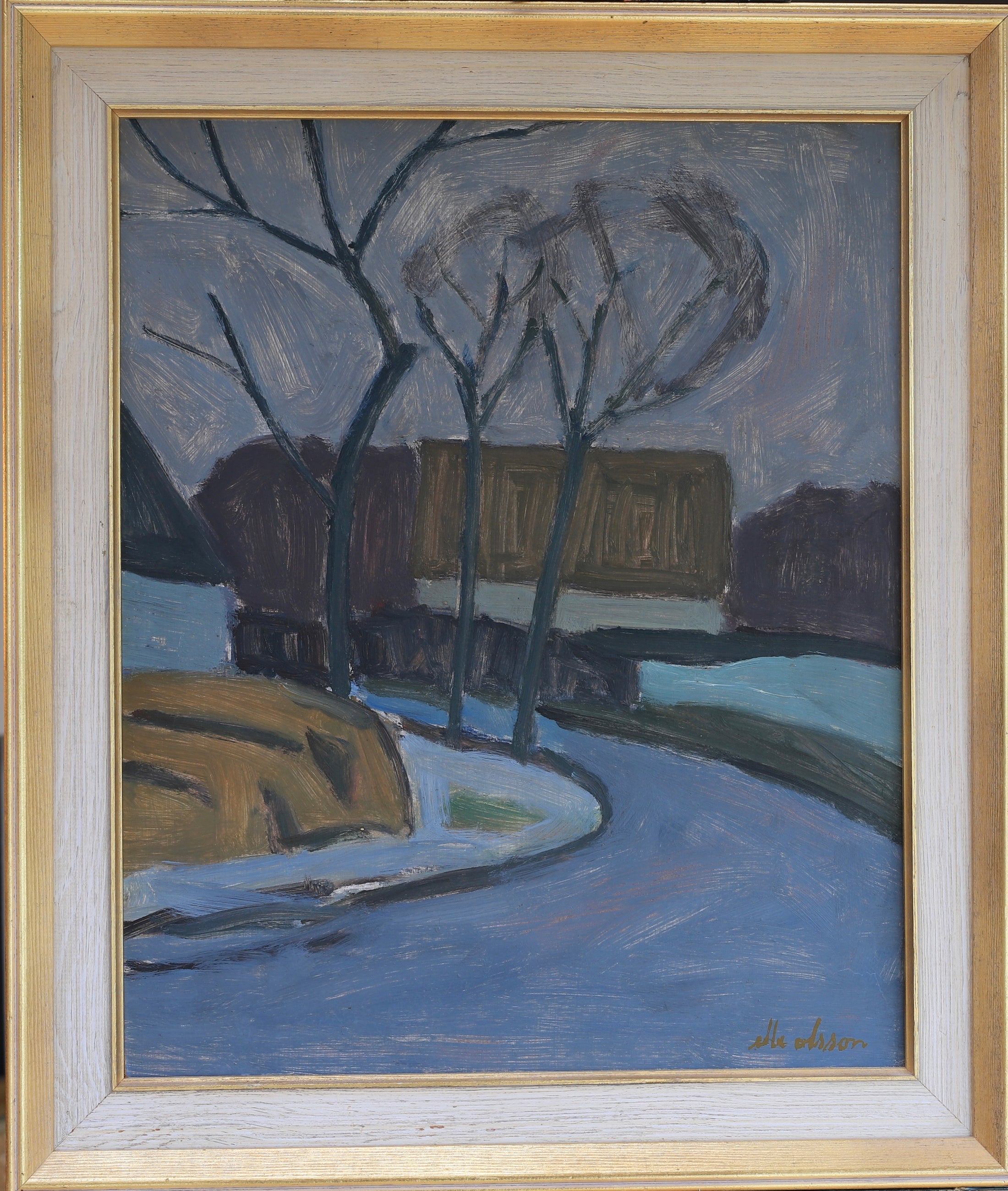Vintage Mid Century Oil Painting By Ebbe Olsson Sweden