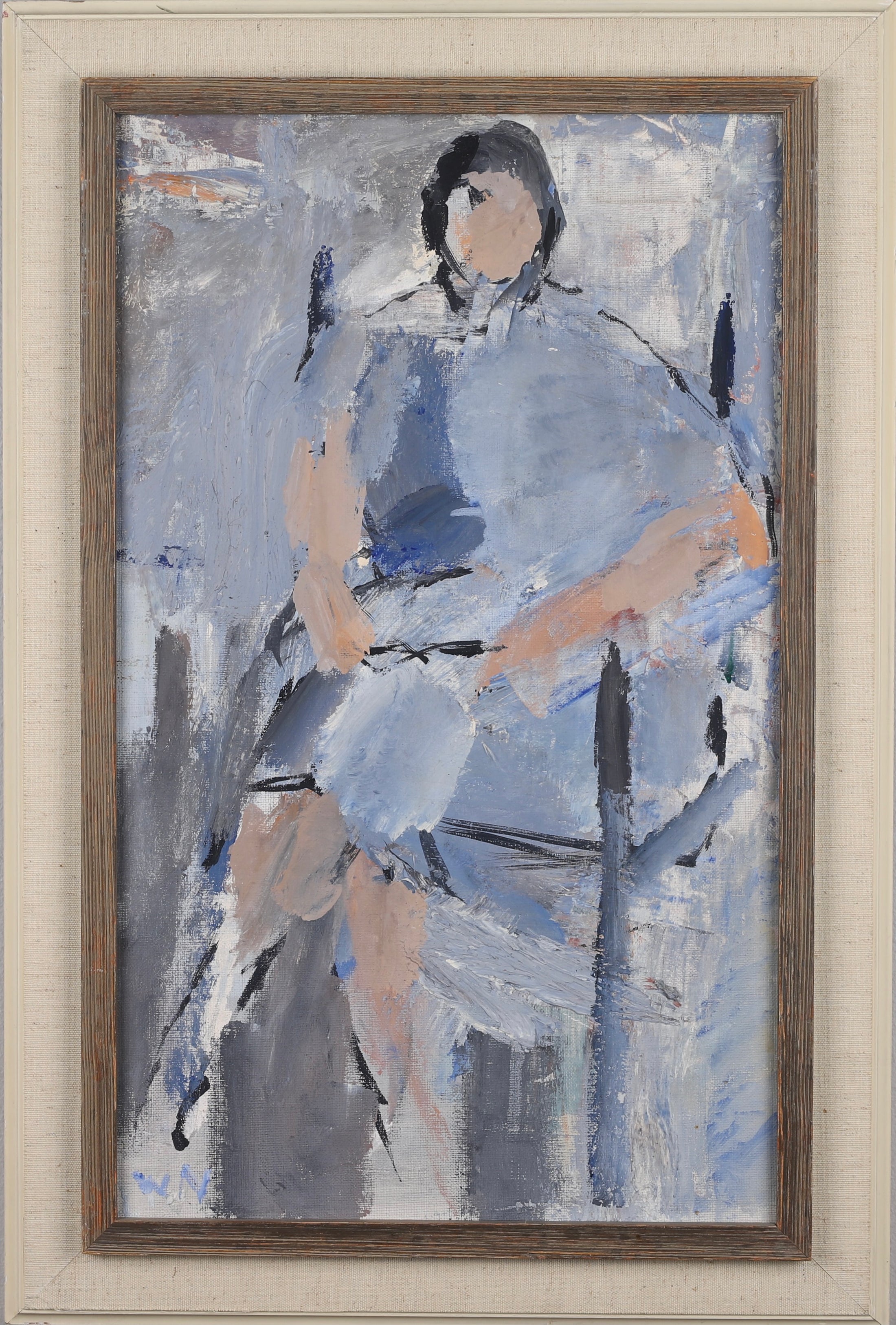 Mid Century Original Portrait Oil Painting W Nording From Sweden