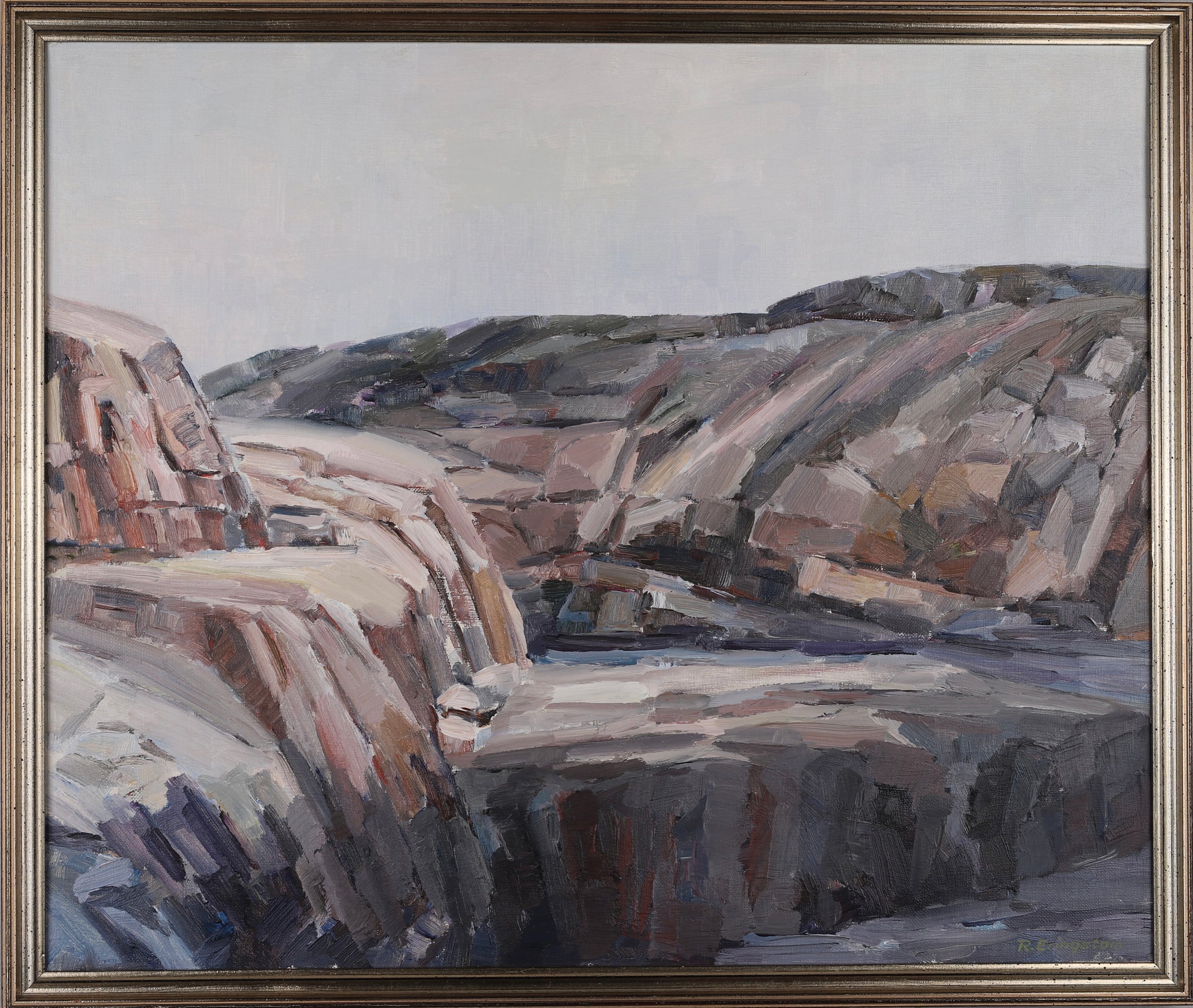 Mid Century Original Oil Painting By R Eringstam Sweden