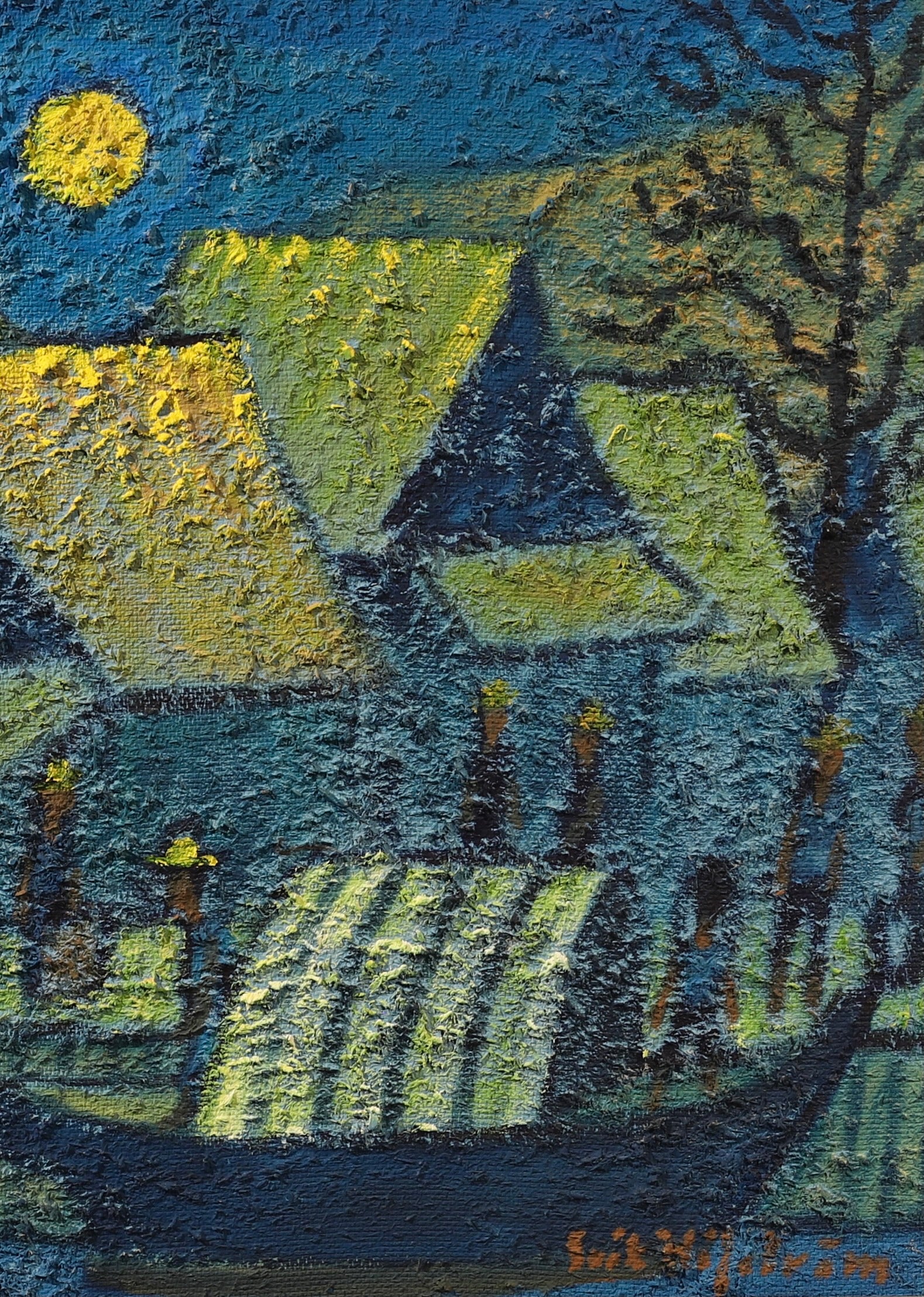 Mid Century Landscape Oil Painting From Sweden by E Håfström