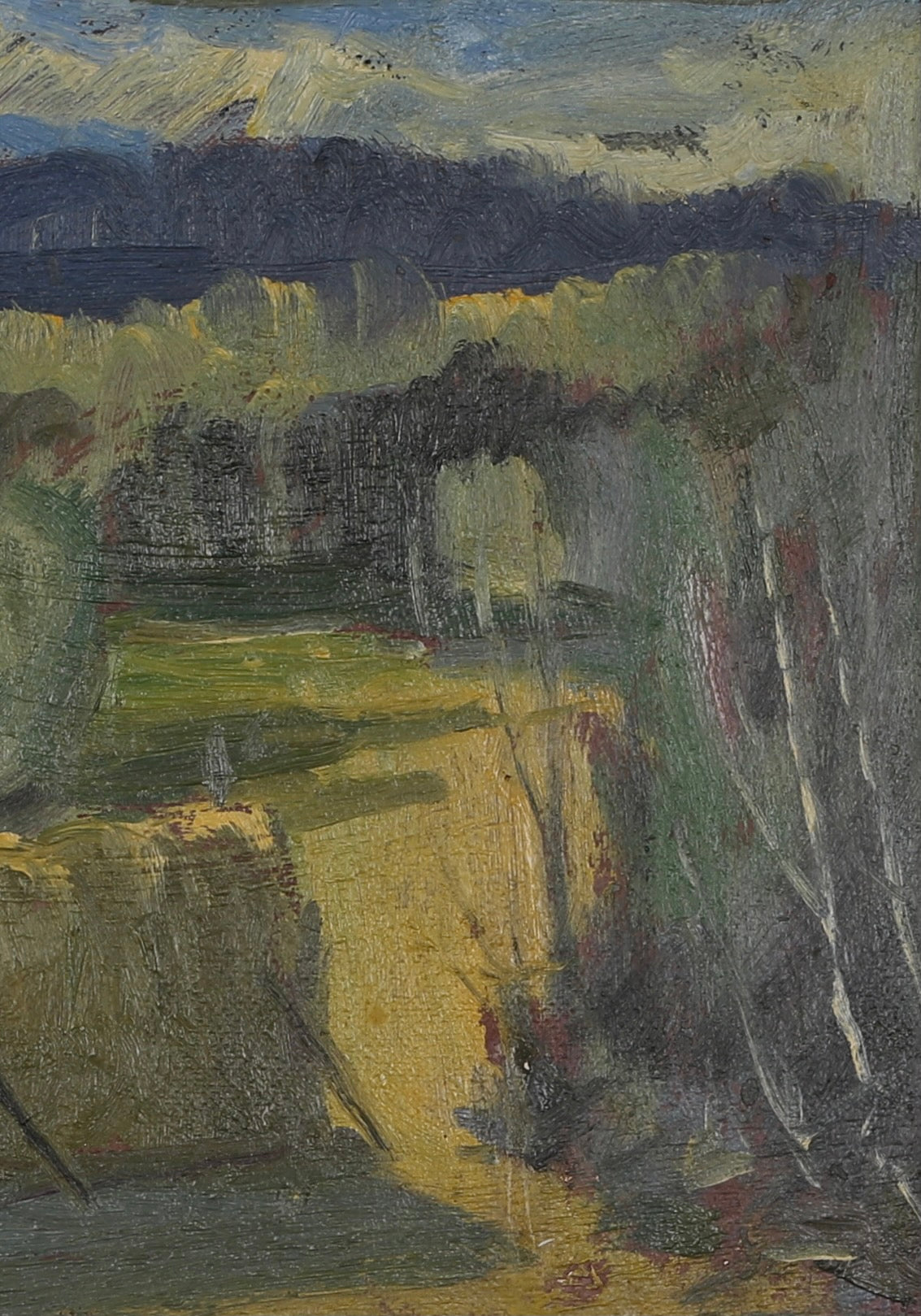 Mid Century Haystack Oil Painting From Sweden