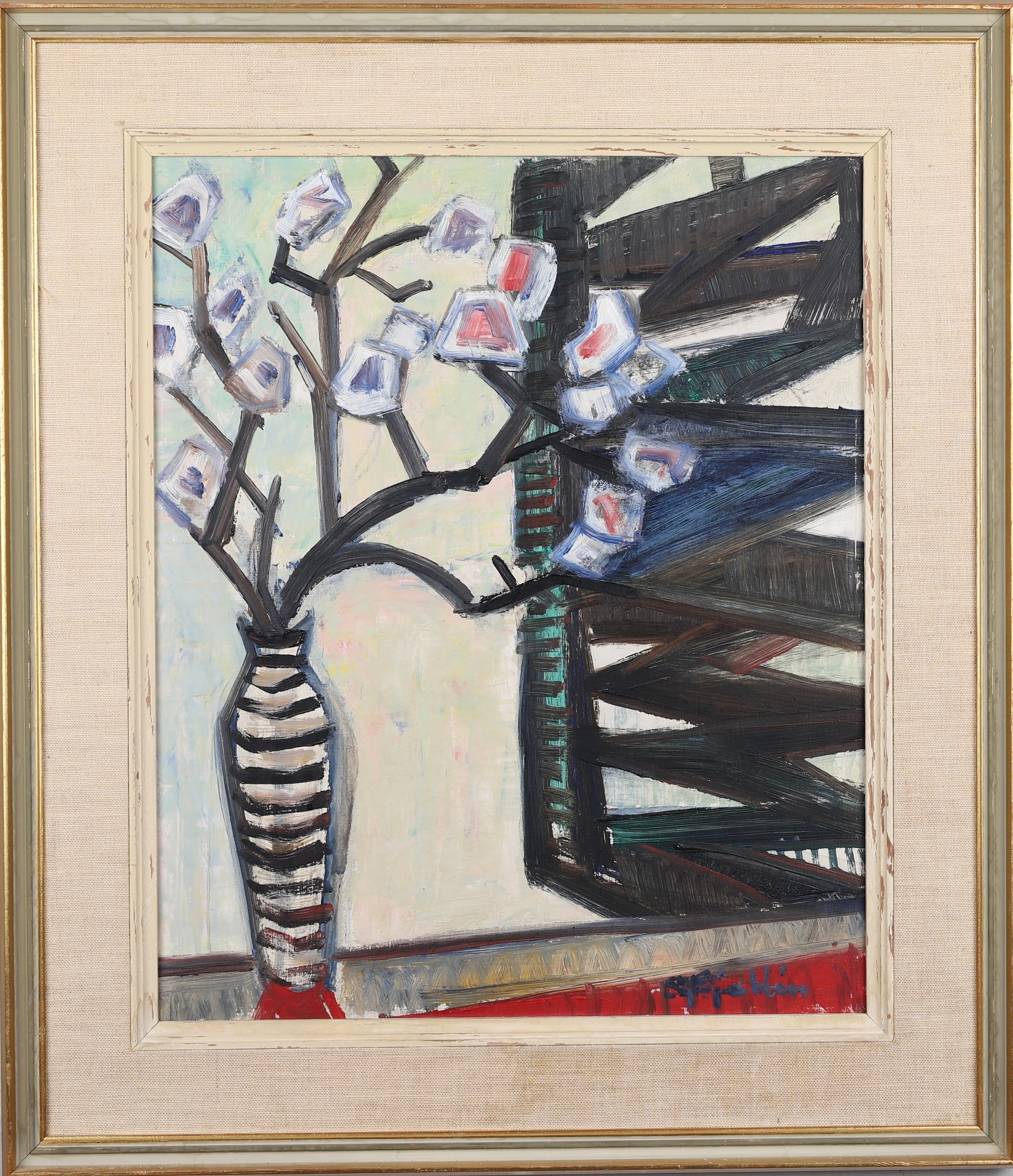 Vintage Mid Century Oil Painting From Sweden by S Kjellin