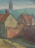 Load image into Gallery viewer, Oil Painting Vintage Mid Century Cityscape with Animal From Sweden