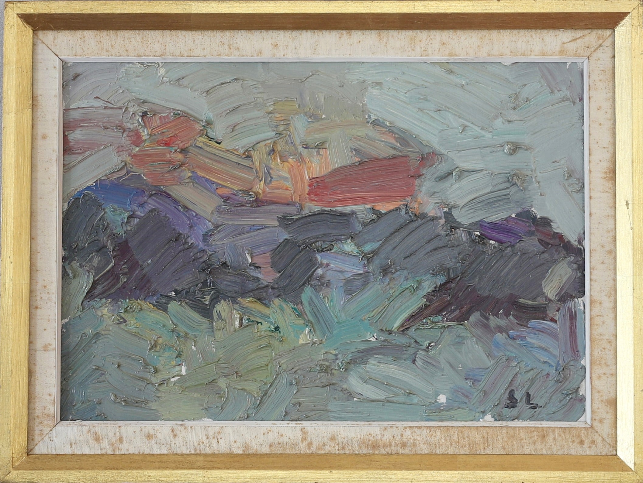 Mid Century Abstract Oil Painting From Sweden
