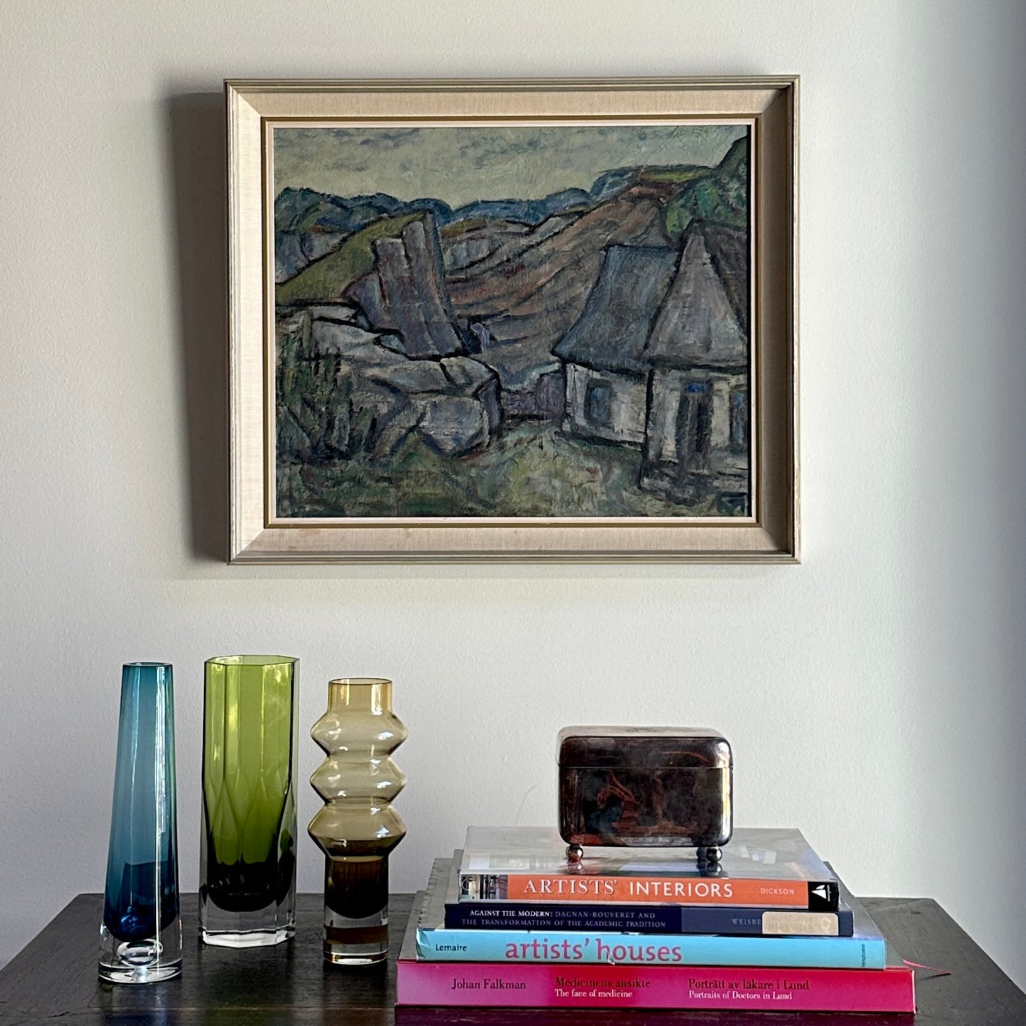 Mid Century Farmhouse Oil Painting From Sweden