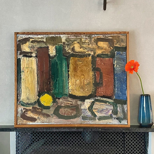 Mid Century Still Life Oil Painting By Gösta Falck Sweden