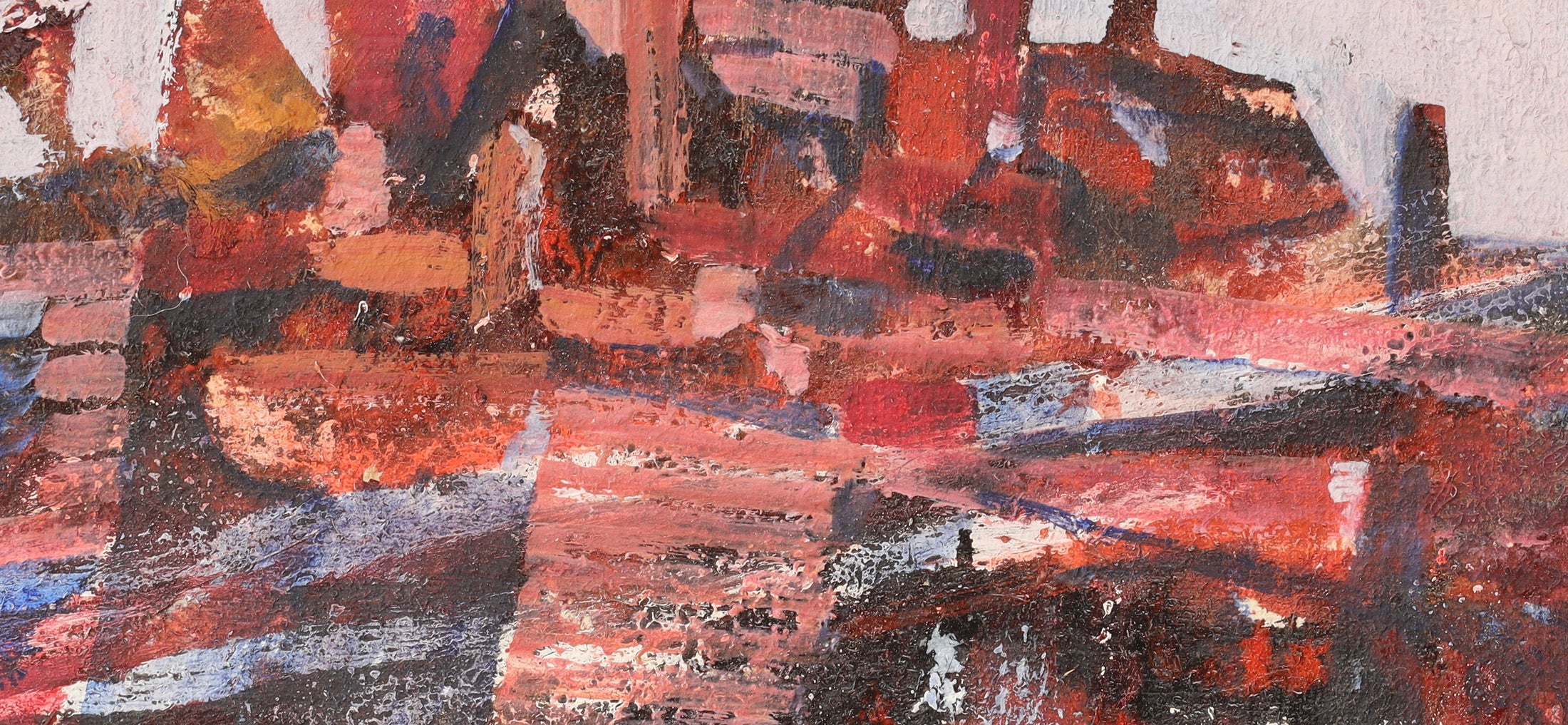 Mid Century Abstract Oil Painting by Hans Fritzdorf Sweden