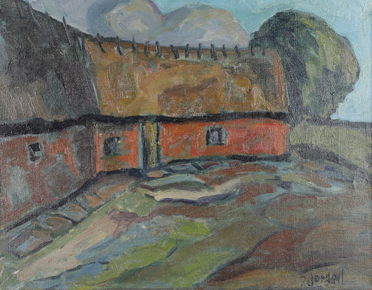 Mid Century Original Landscape Oil Painting I Jordell Sweden