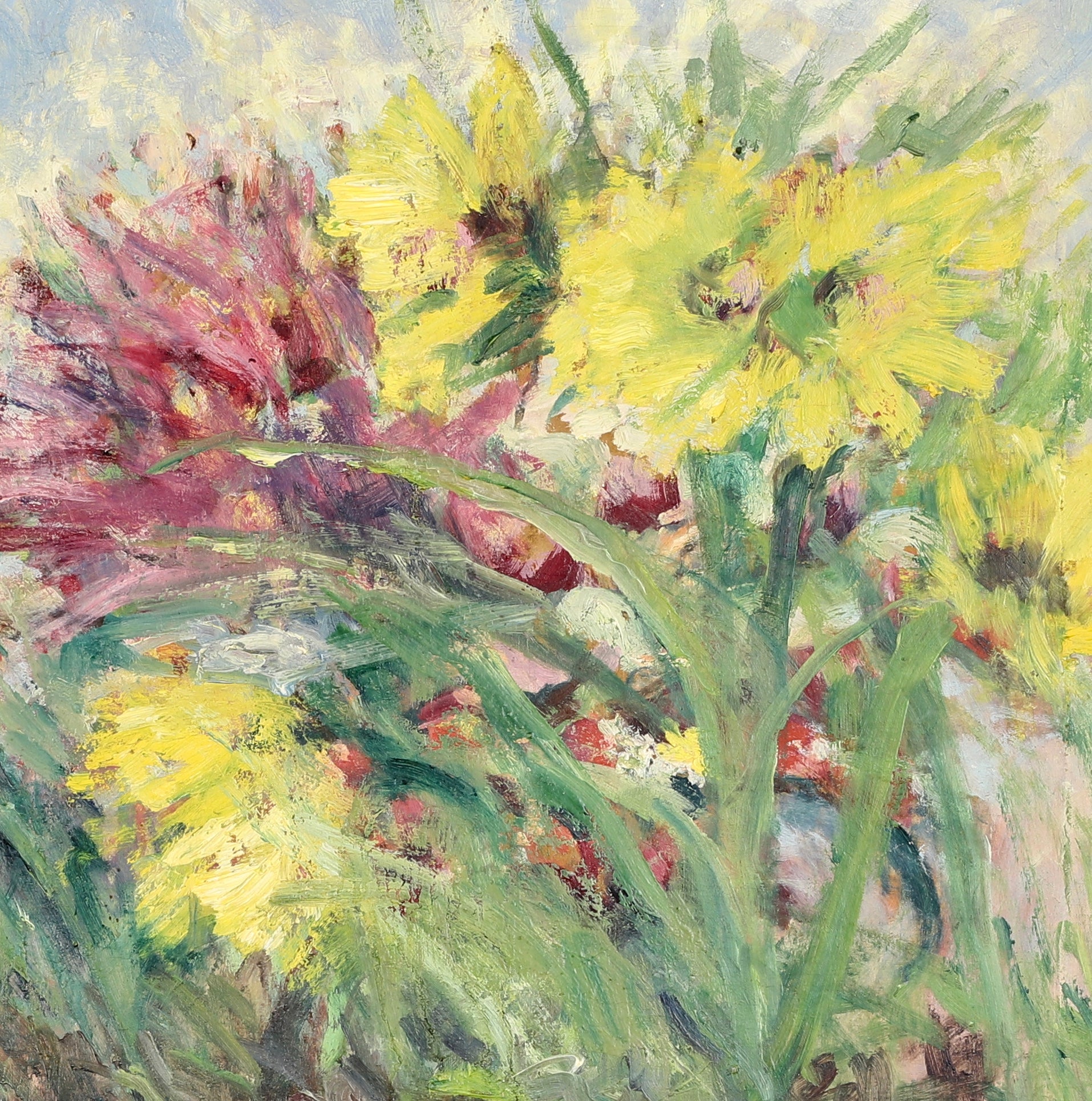 Mid Century Floral Oil Painting by Per Henje Sweden