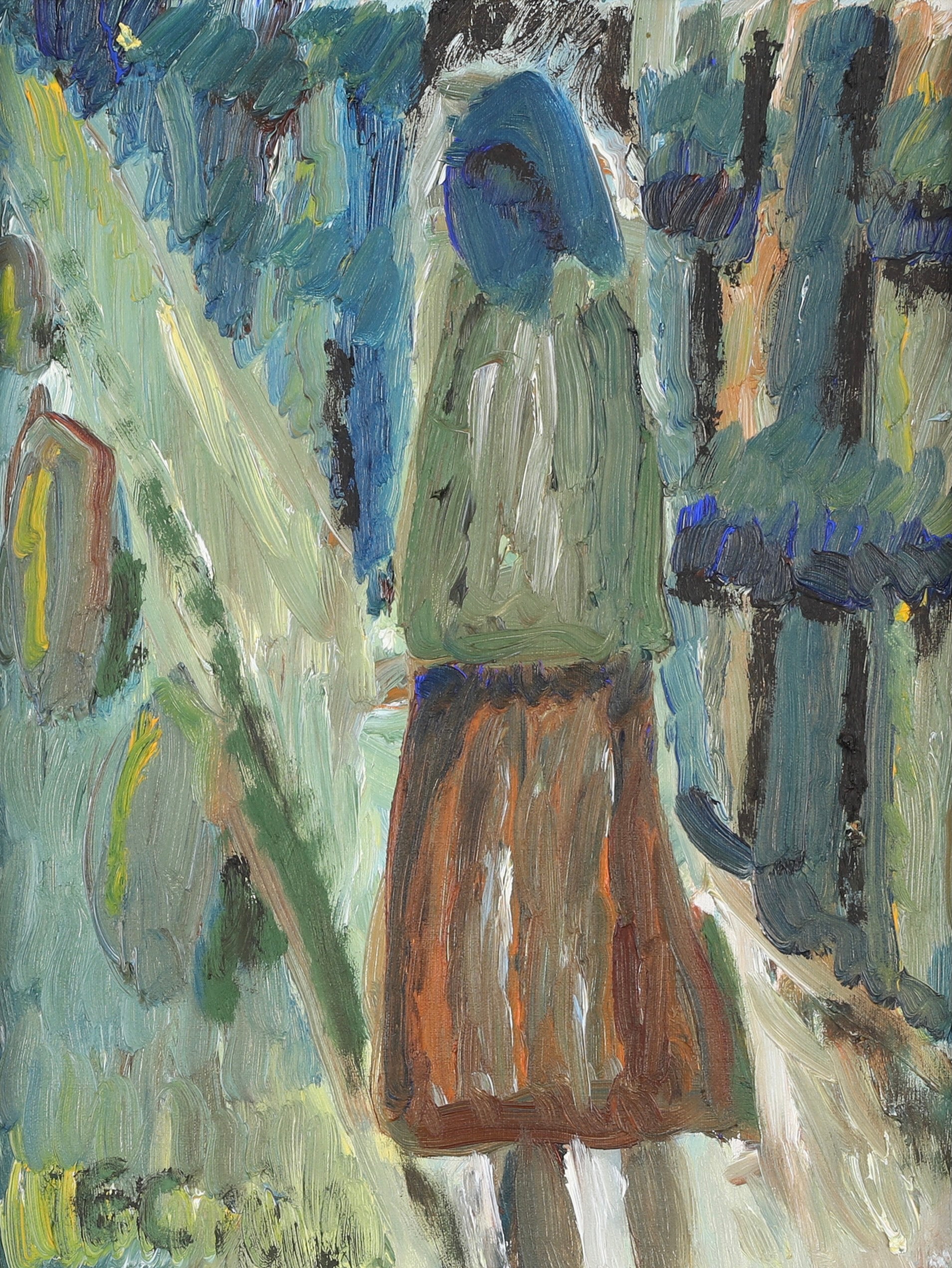 Mid Century Original Figure Oil Painting From Sweden