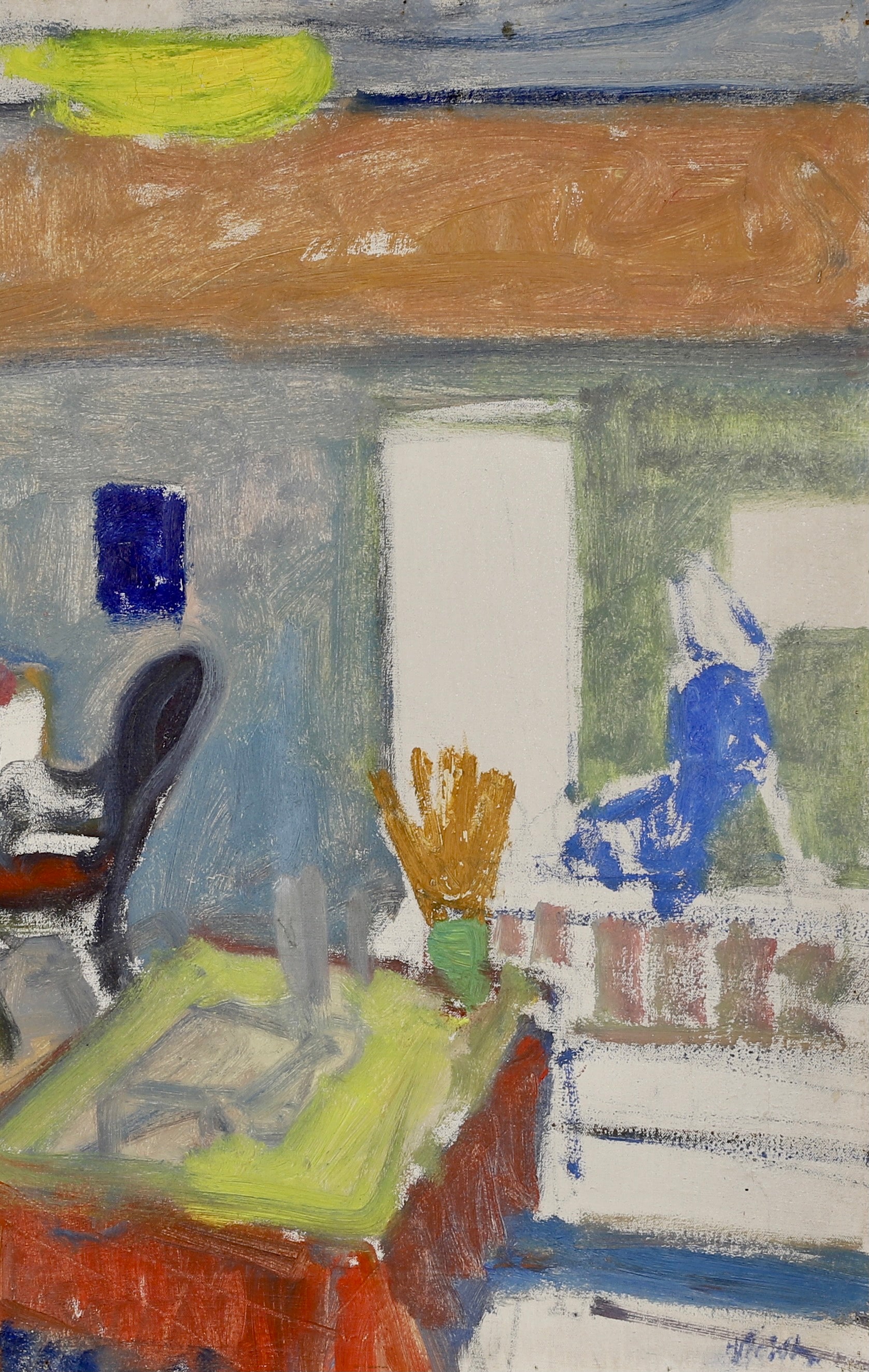 Mid Century Interior Oil Painting From Sweden