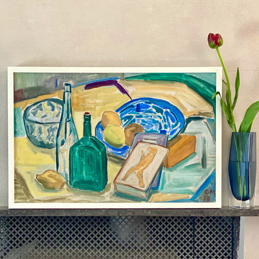 Mid Century Original Vintage Oil Painting From 1958 Sweden