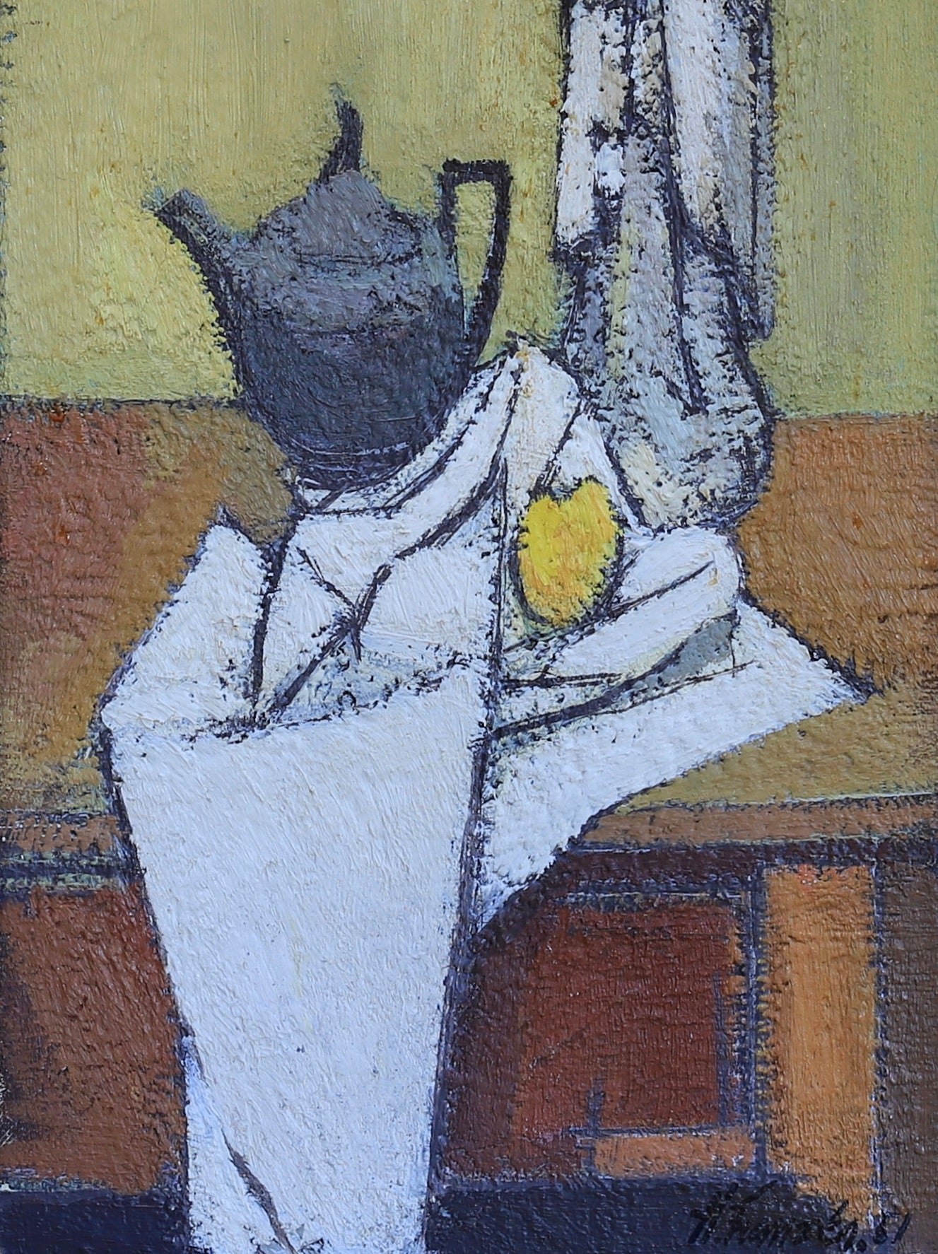 Mid Century Vintage Still Life  Oil Painting by Helge Franzèn 1951 Vintage Art Room