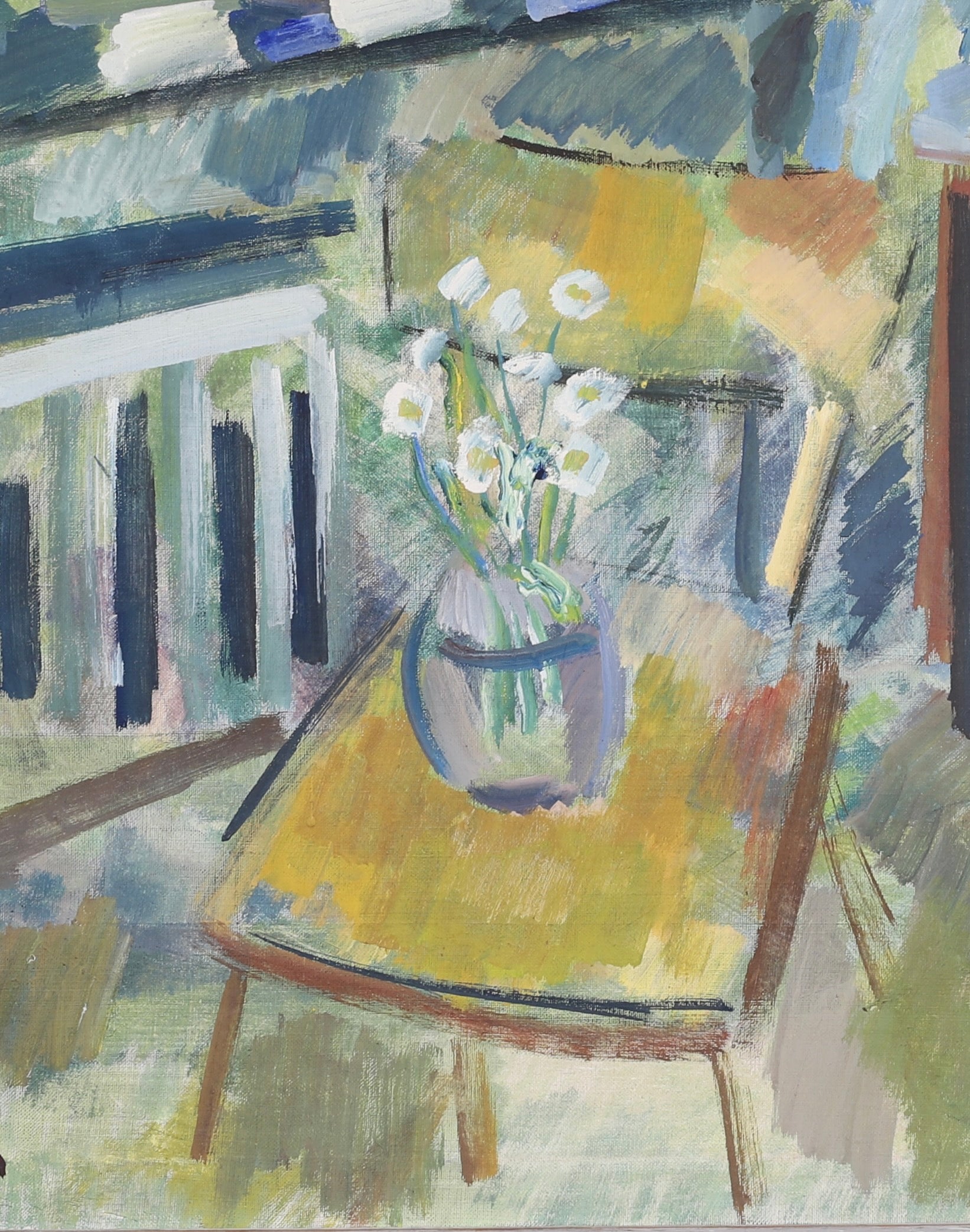 Mid Century Interior Oil Painting From Sweden