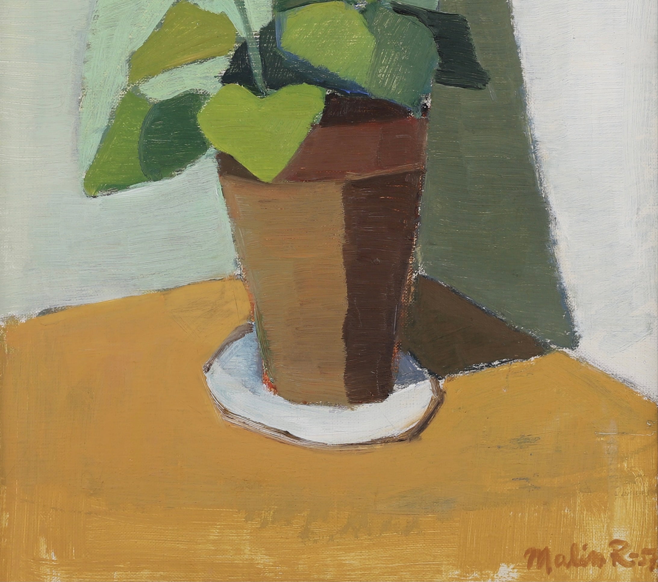 Mid Century Original Still Life Oil Painting From Sweden 1957